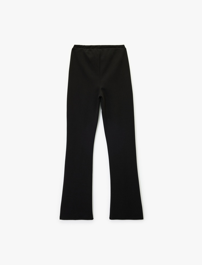  Nervürlü Pamuklu Slim Fit İspanyol Paça Tayt Pantolon