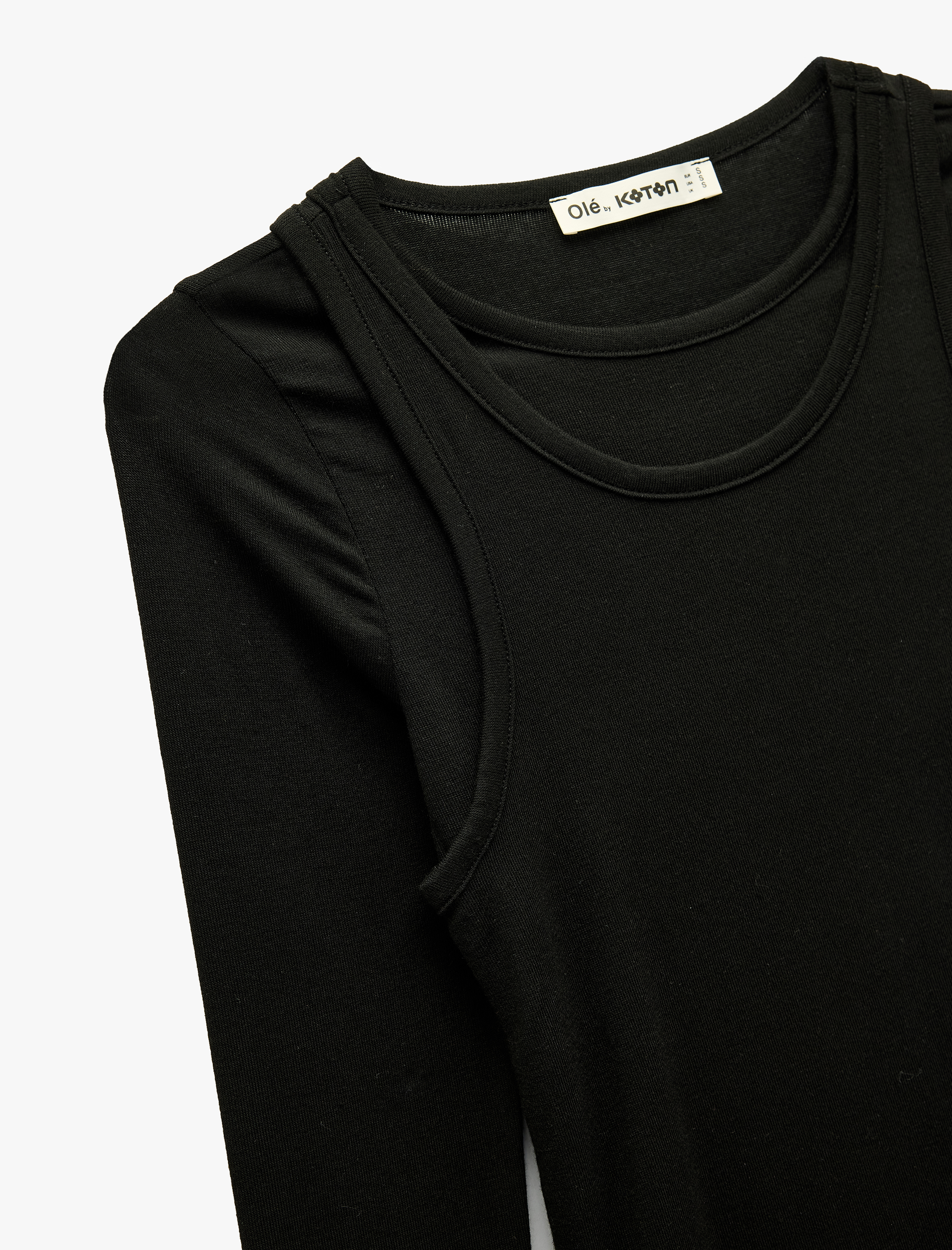   Slim Fit Atlet Görünümlü Bisiklet Yaka Uzun Kollu Tişört