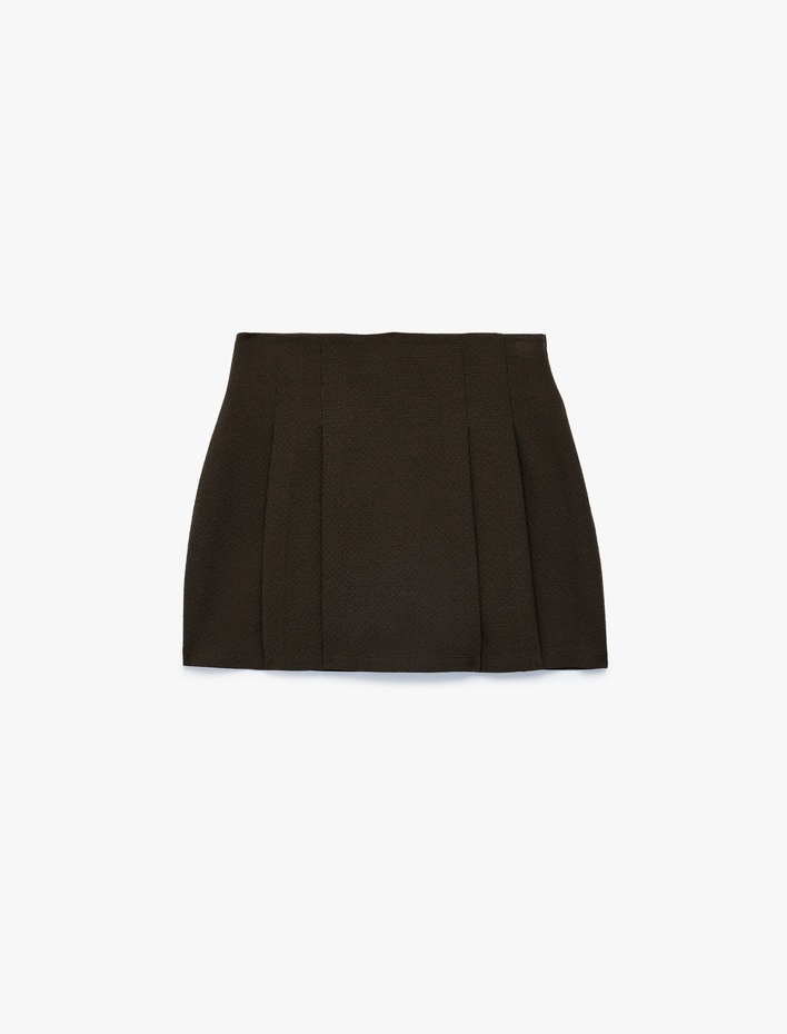  Normal Bel Pileli A Kesim Mini Etek