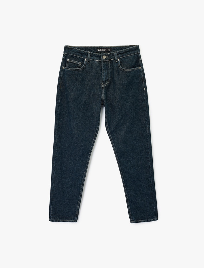  Pamuklu Normal Bel Tapered Fit Jean Pantolon