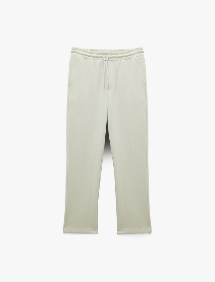  Pamuklu Regular Fit Cepli Beli Bağcıklı Eşofman Altı