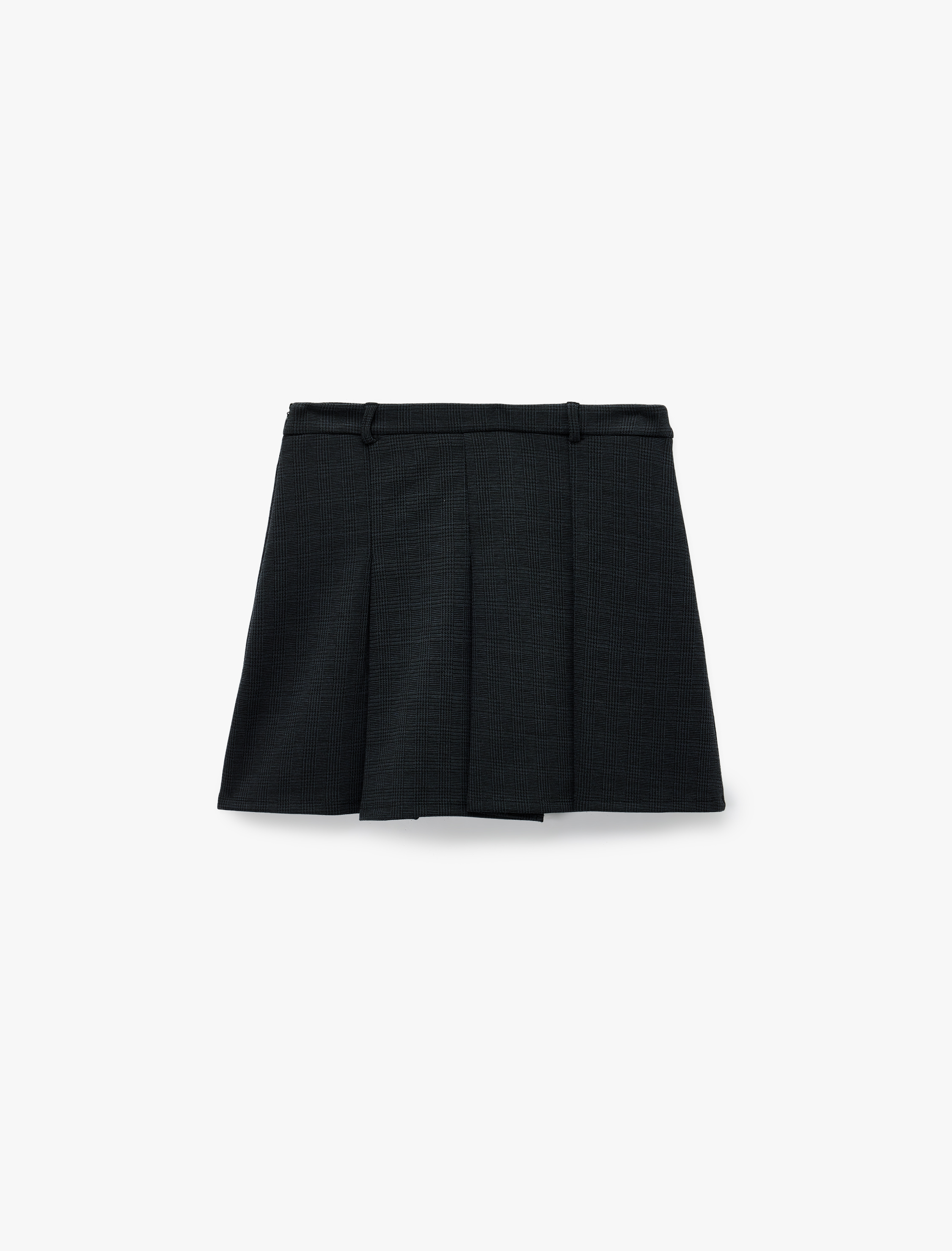   Slim Fit Viskon Karışımlı Kalın Pileli Mini Etek