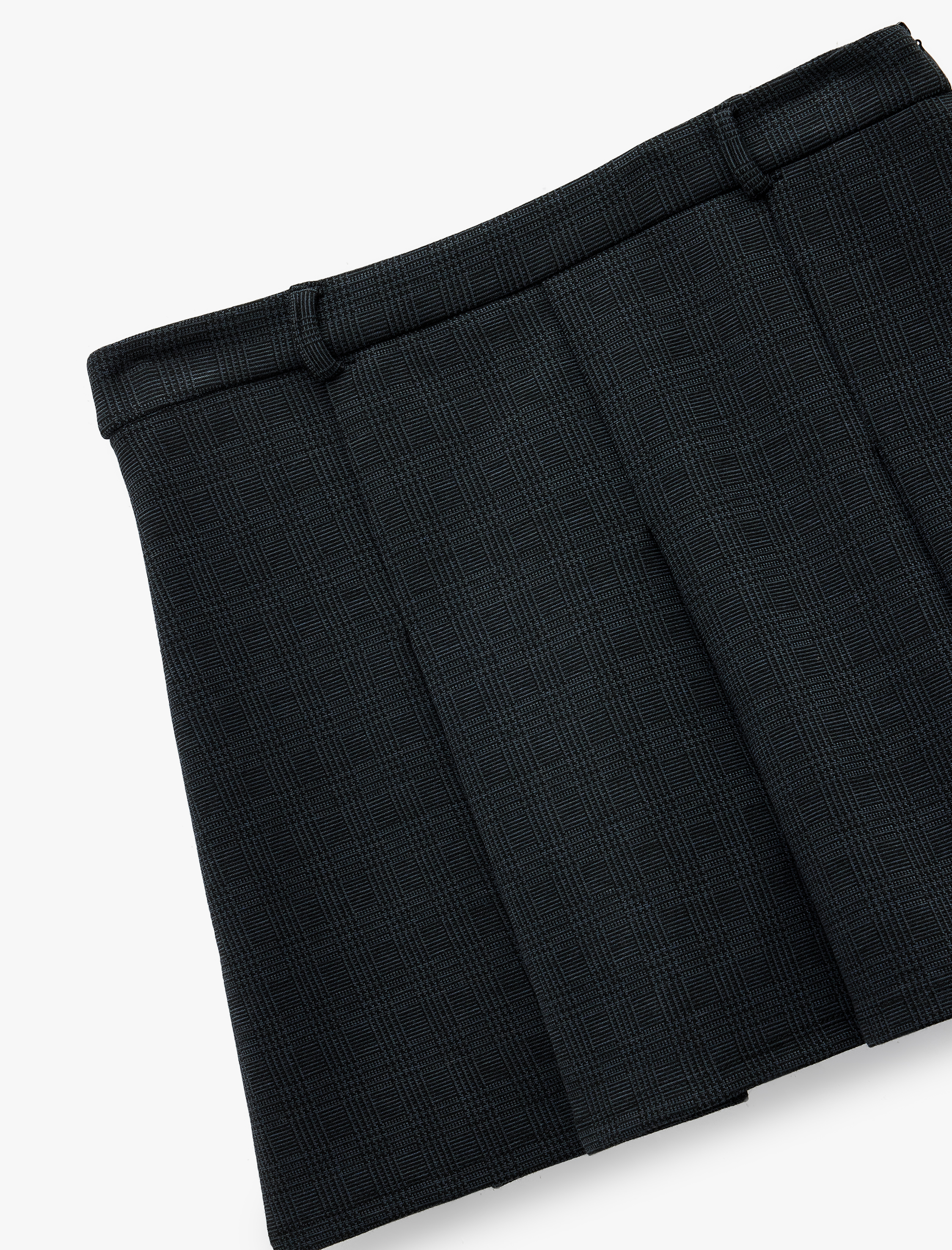   Slim Fit Viskon Karışımlı Kalın Pileli Mini Etek