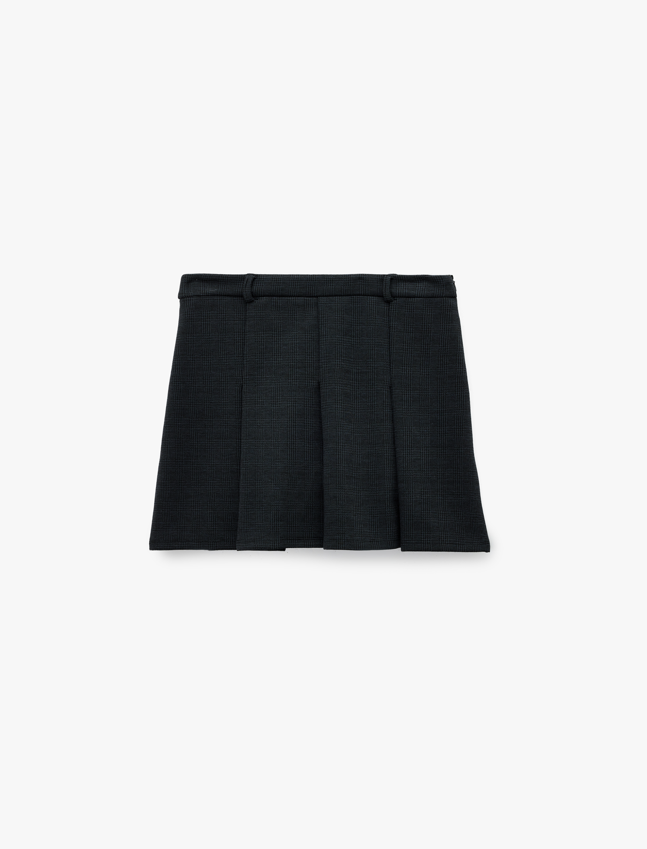   Slim Fit Viskon Karışımlı Kalın Pileli Mini Etek