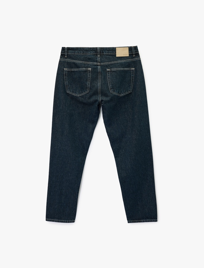  Pamuklu Normal Bel Tapered Fit Jean Pantolon