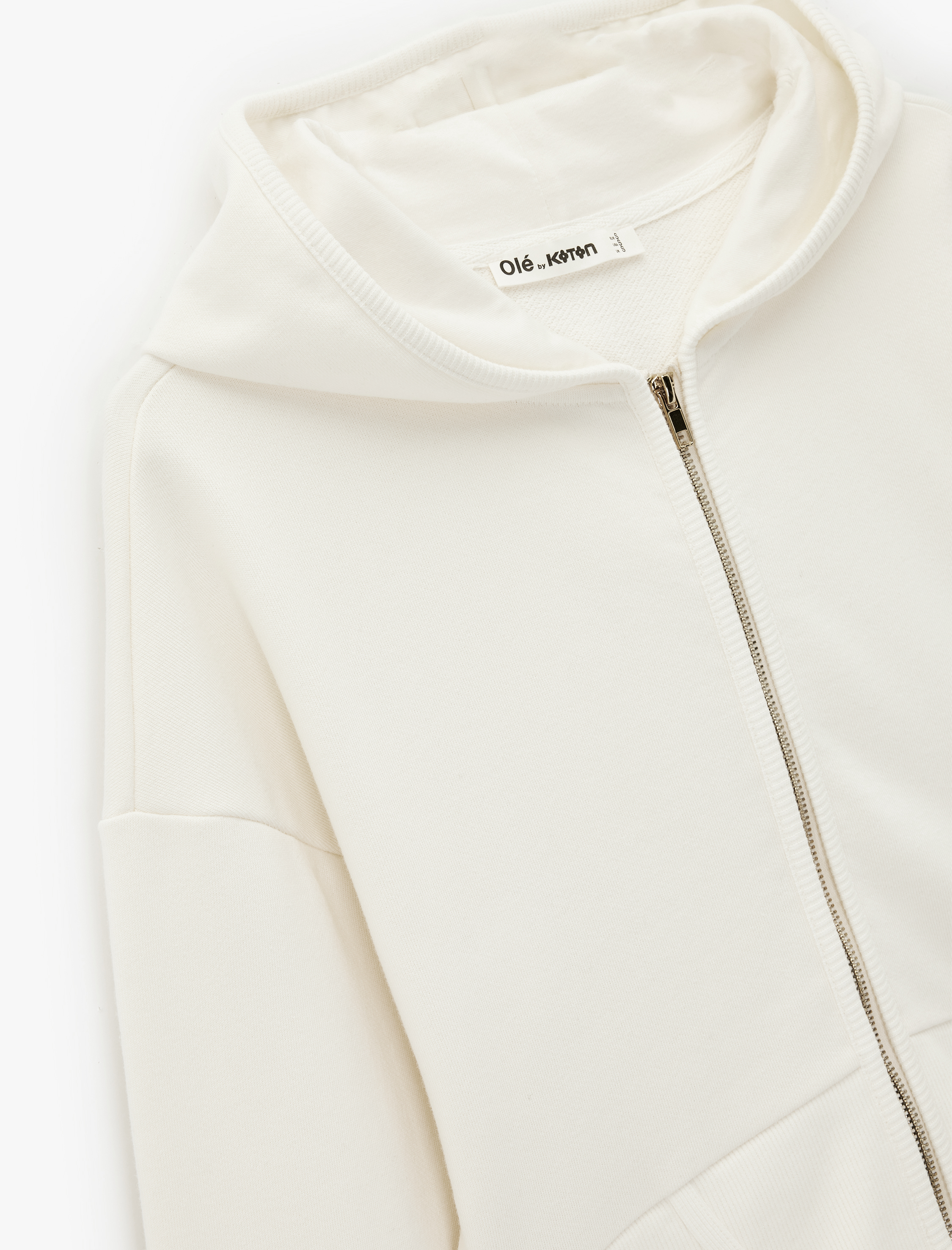   Kapüşonlu Slim Fit Fermuarlı Korse Detaylı Crop Hırka