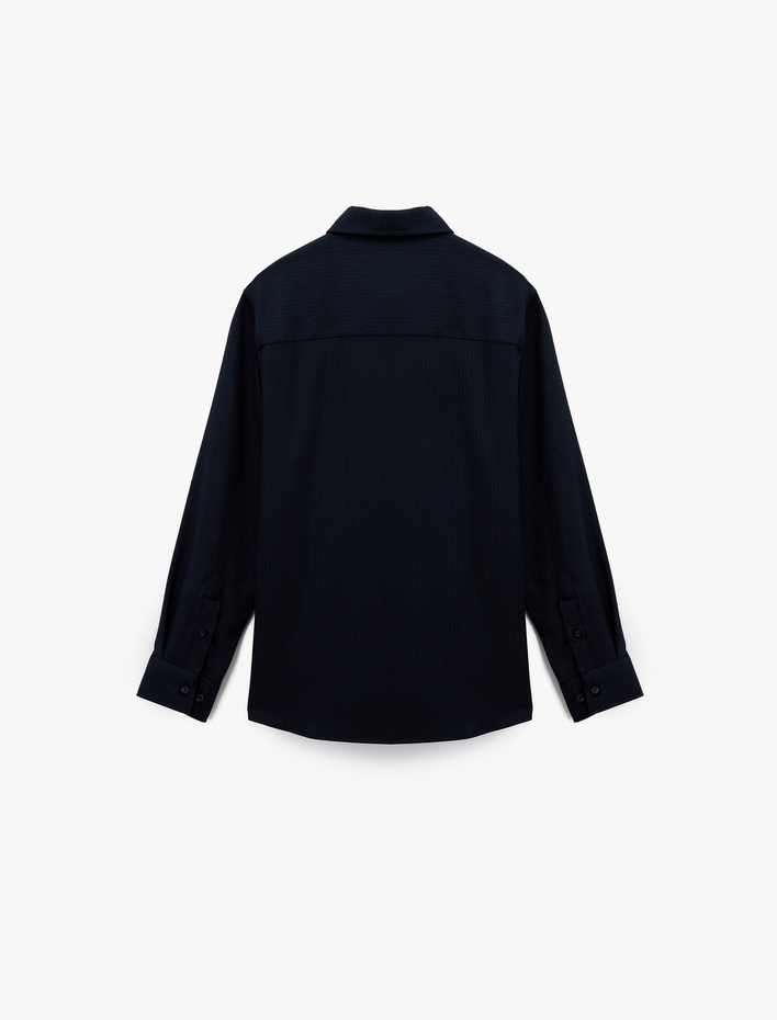  Regular Fit Viskon Karışımlı Klasik Yaka Uzun Kollu Gömlek