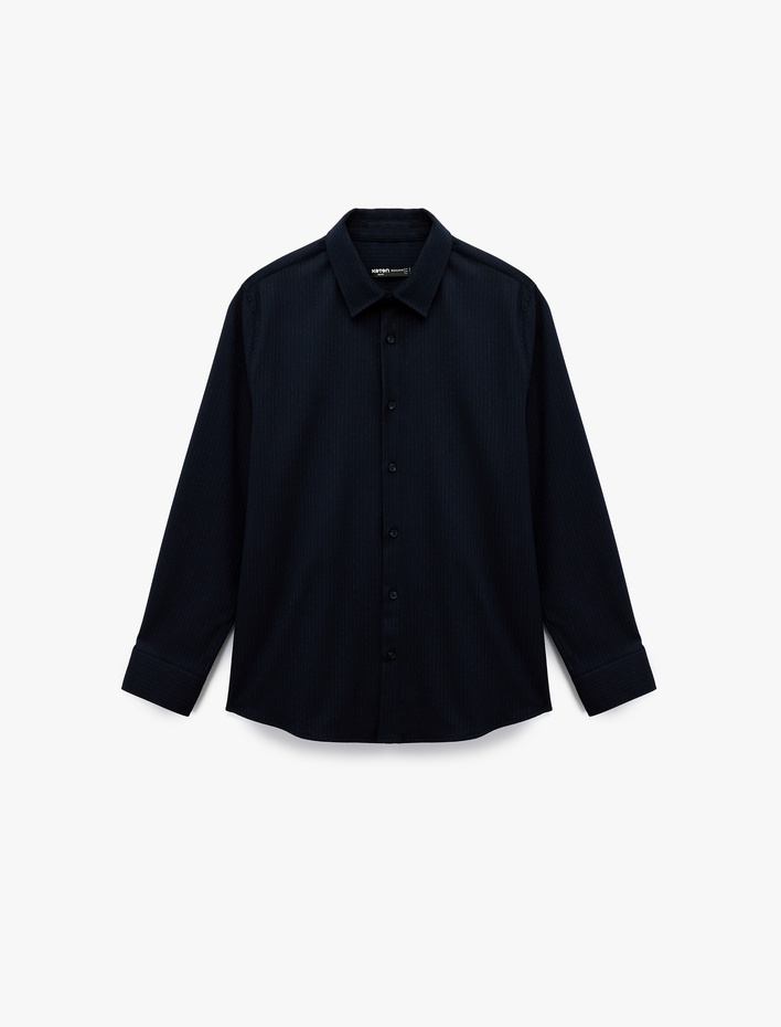  Regular Fit Viskon Karışımlı Klasik Yaka Uzun Kollu Gömlek