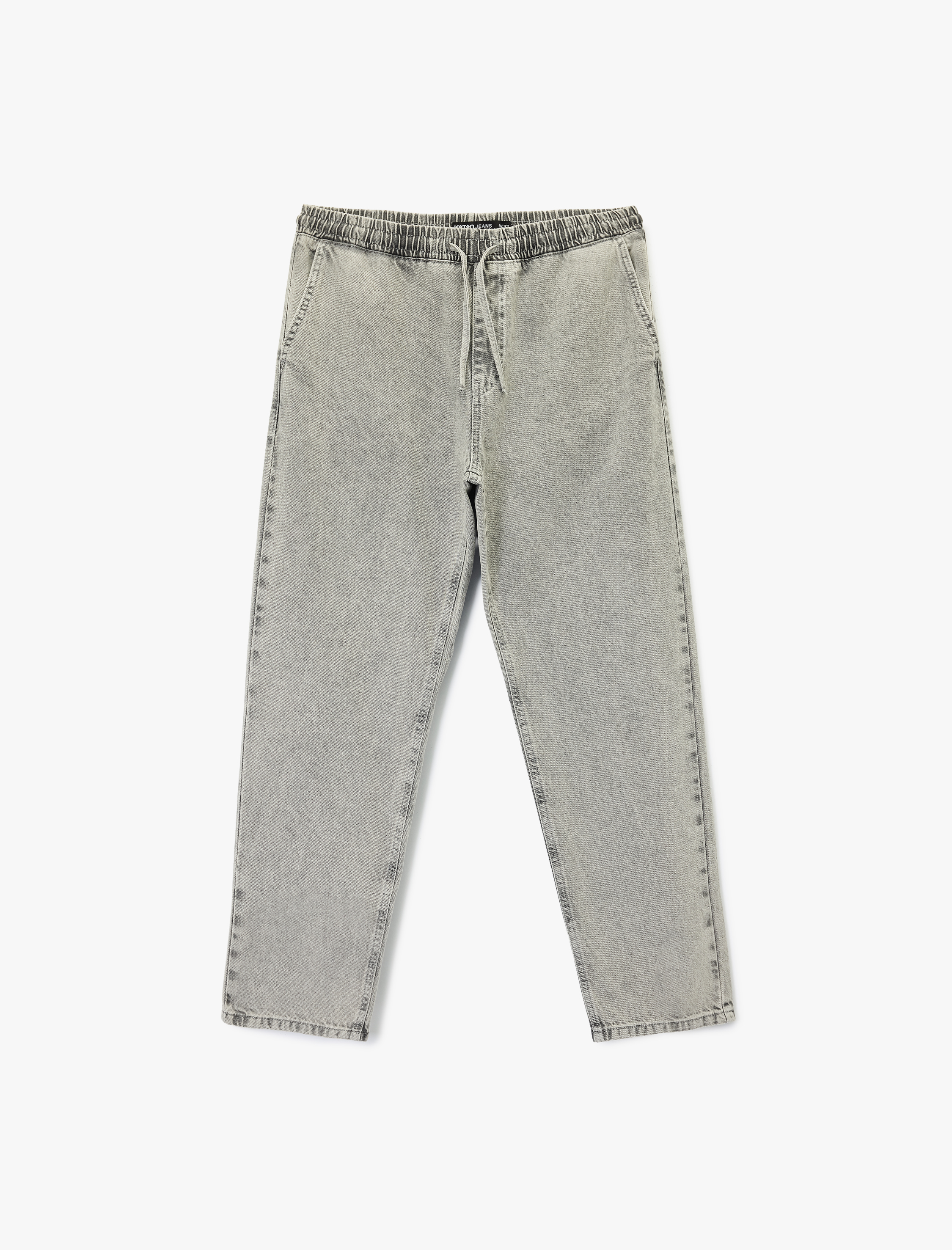   Pamuklu Cepli Bol Beli Bağcıklı Baggy Jean Pantolon