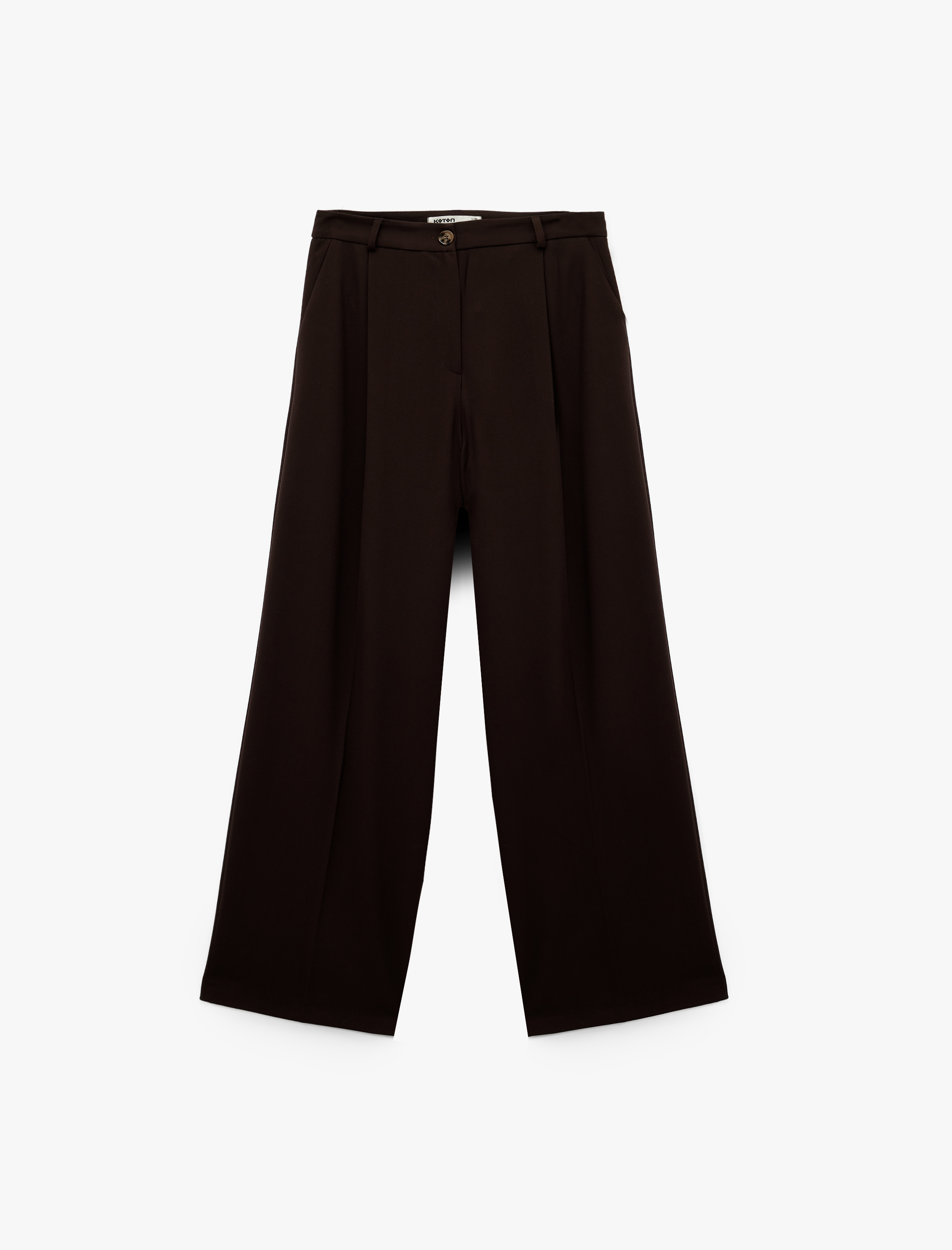   Pile Detaylı Loose Fit Geniş Paça Kumaş Pantolon