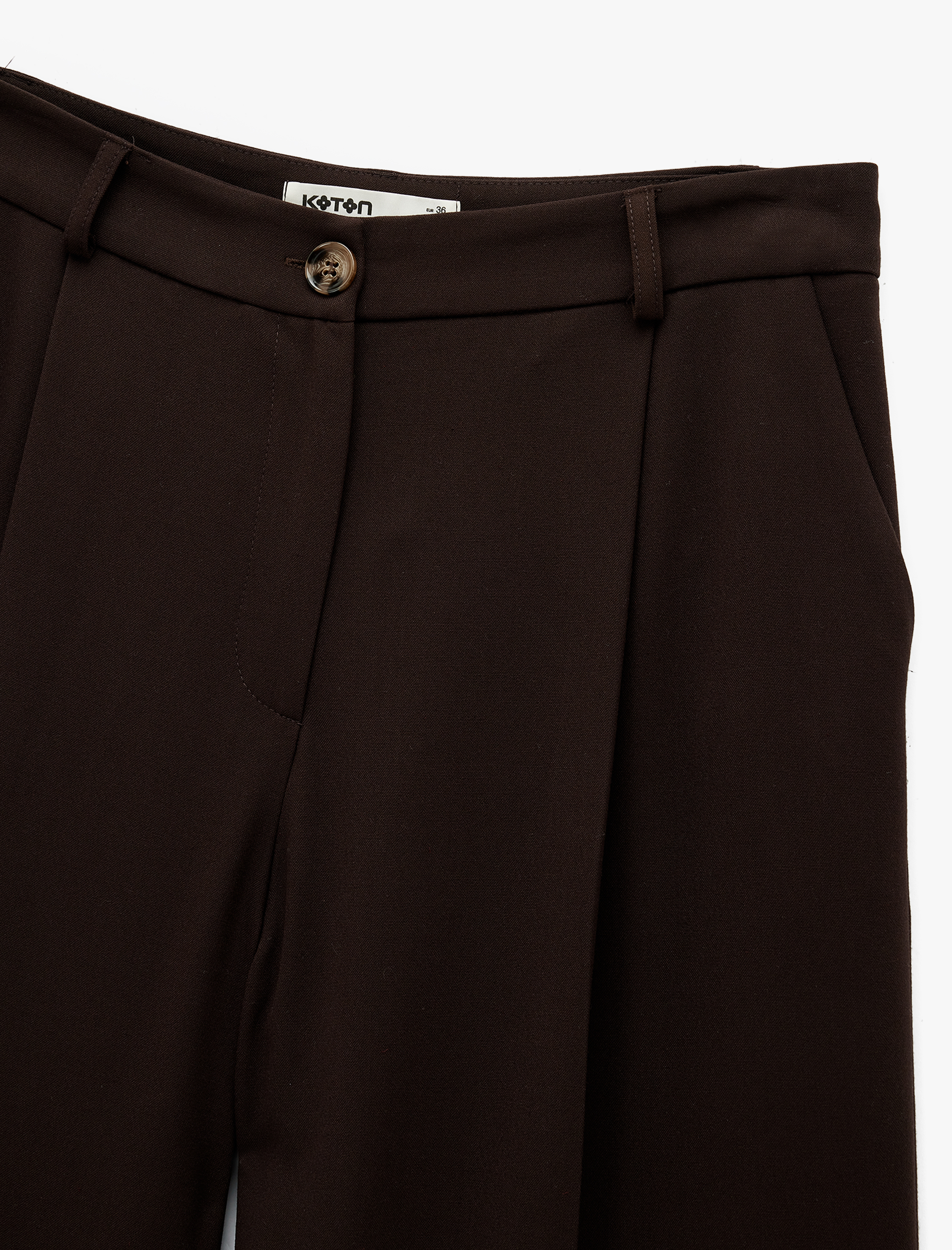   Pile Detaylı Loose Fit Geniş Paça Kumaş Pantolon