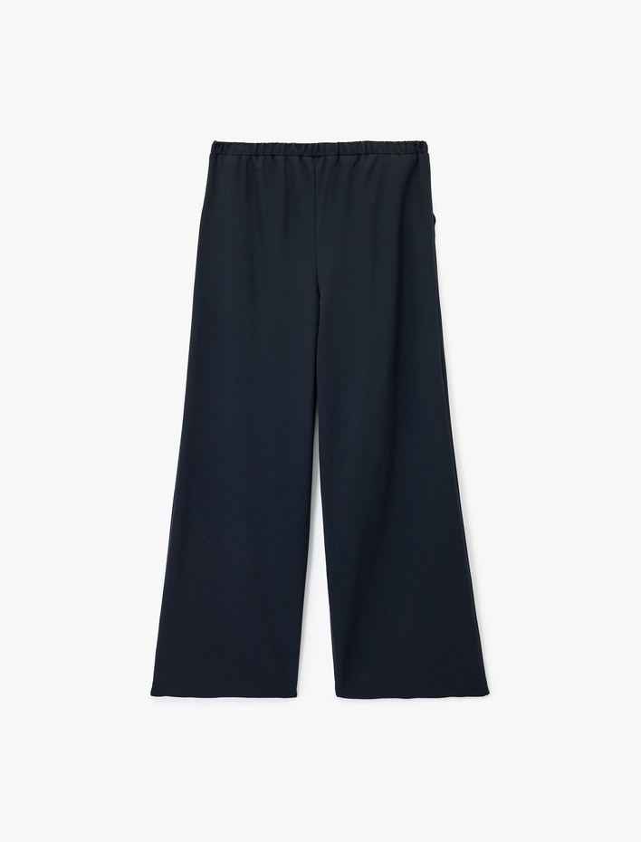  Beli Bağlamalı Cepli Geniş Paça Kumaş Baggy Pantolon