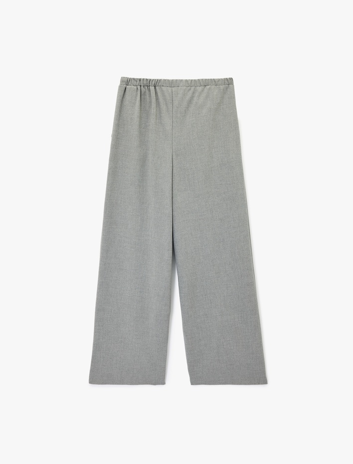  Beli Bağlamalı Cepli Geniş Paça Kumaş Baggy Pantolon