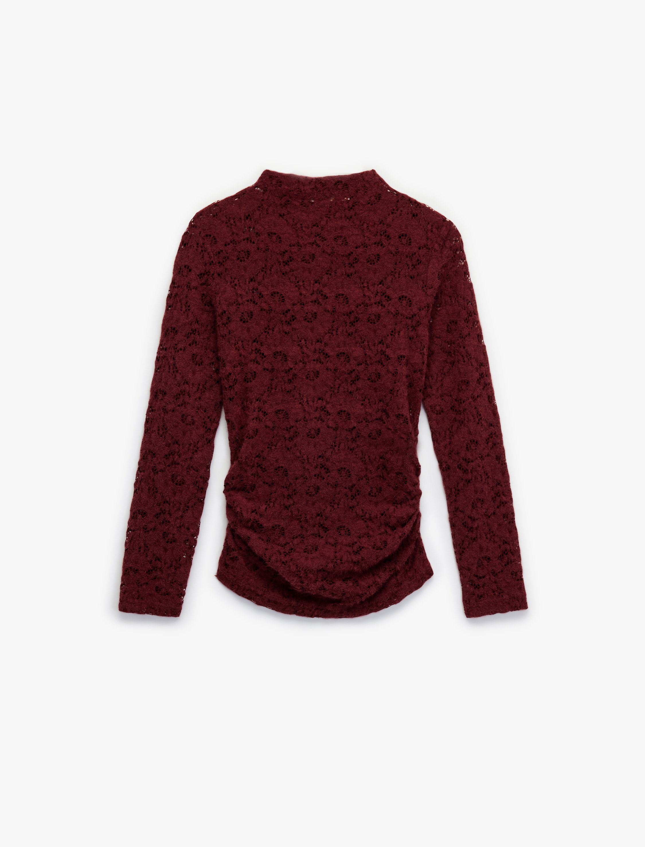   Koton X Sibil Çetinkaya - Slim Fit Floral Dokulu Drapeli Dantel Bluz