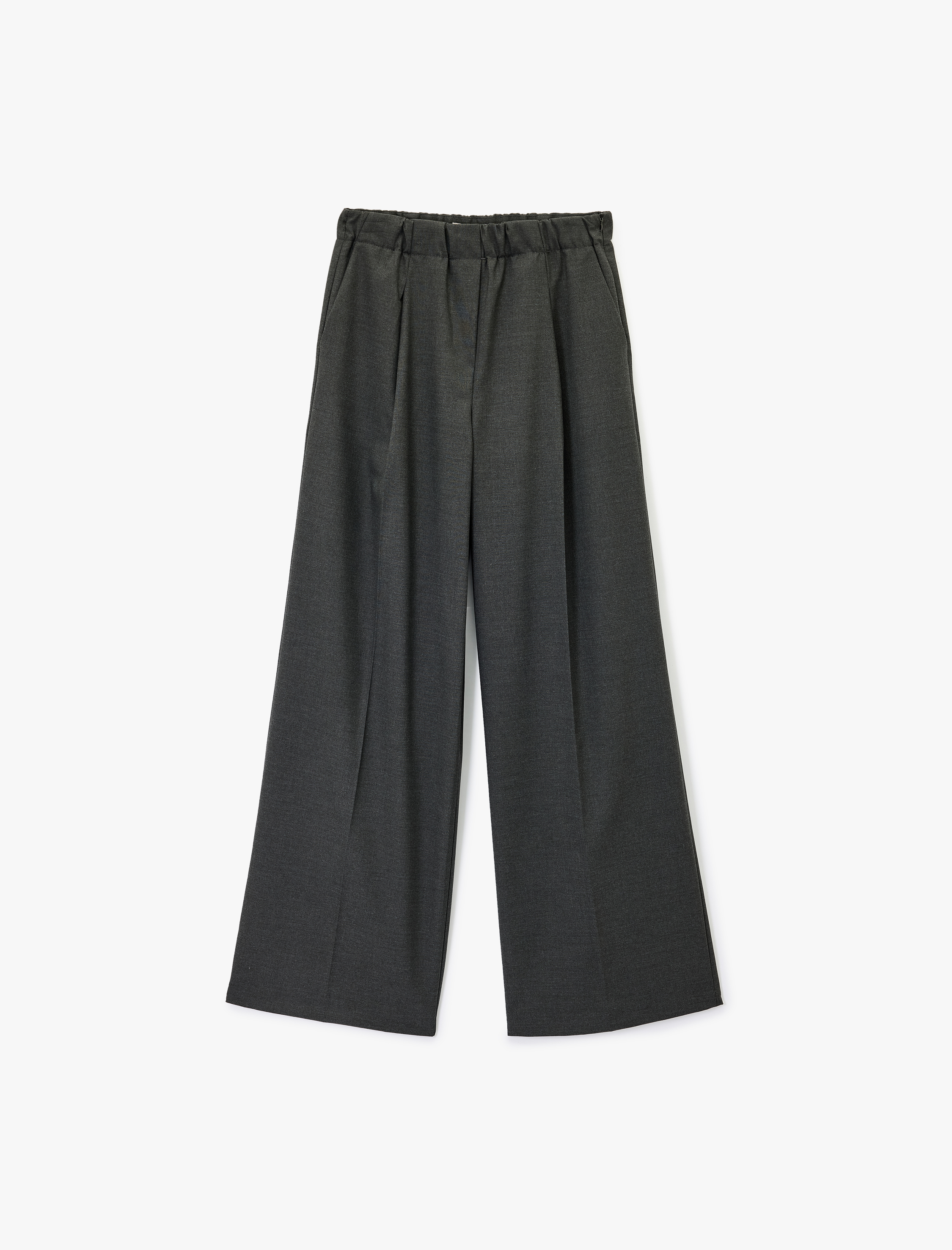   Lastikli Yüksek Bel Cepli Viskon Karışımlı Geniş Paça Pantolon