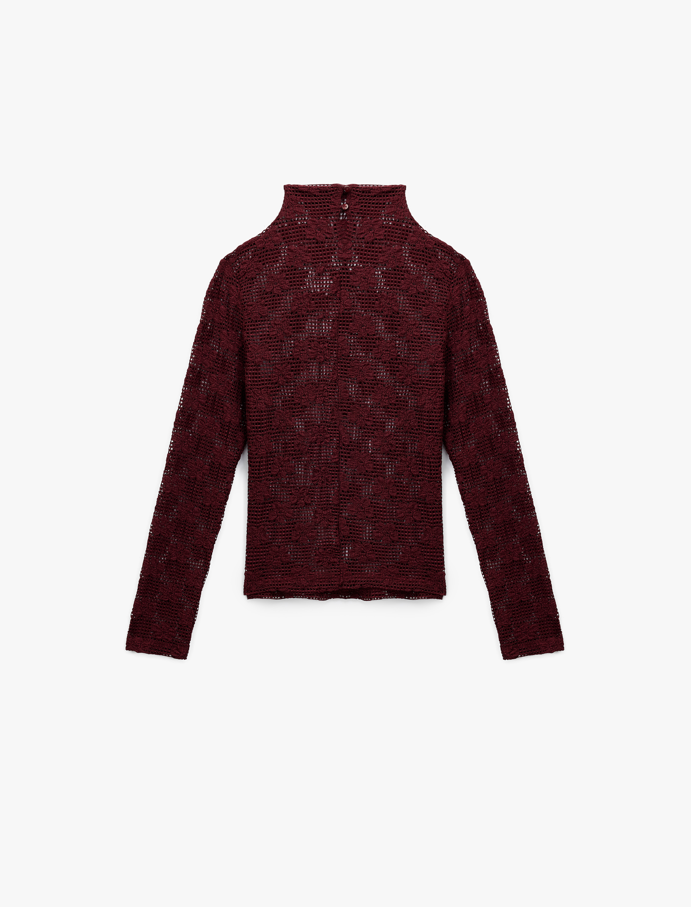   Dik Yaka Uzun Kollu Dantelli Bluz