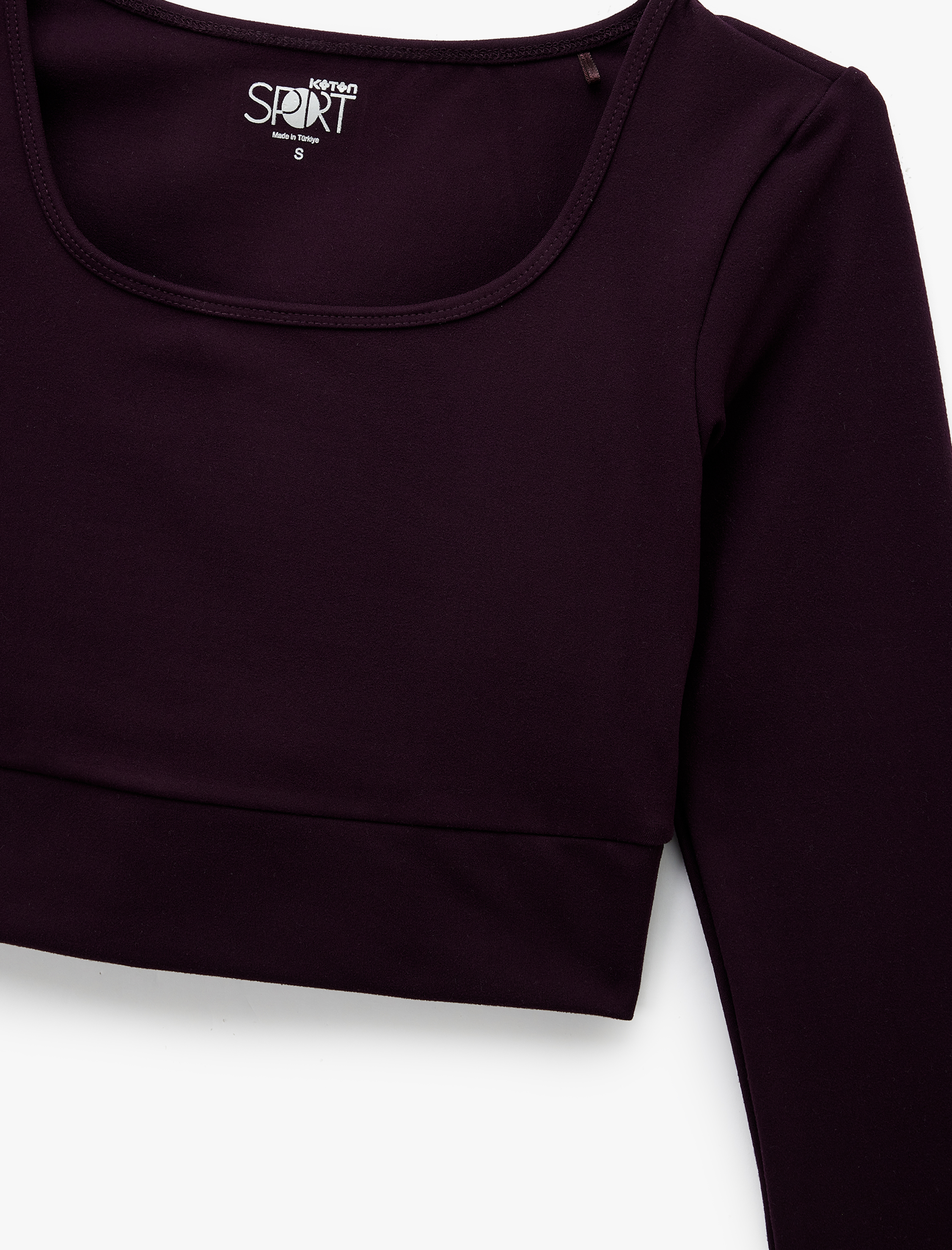   Slim Fit Uzun Kollu Bisiklet Yaka Crop Spor Tişört