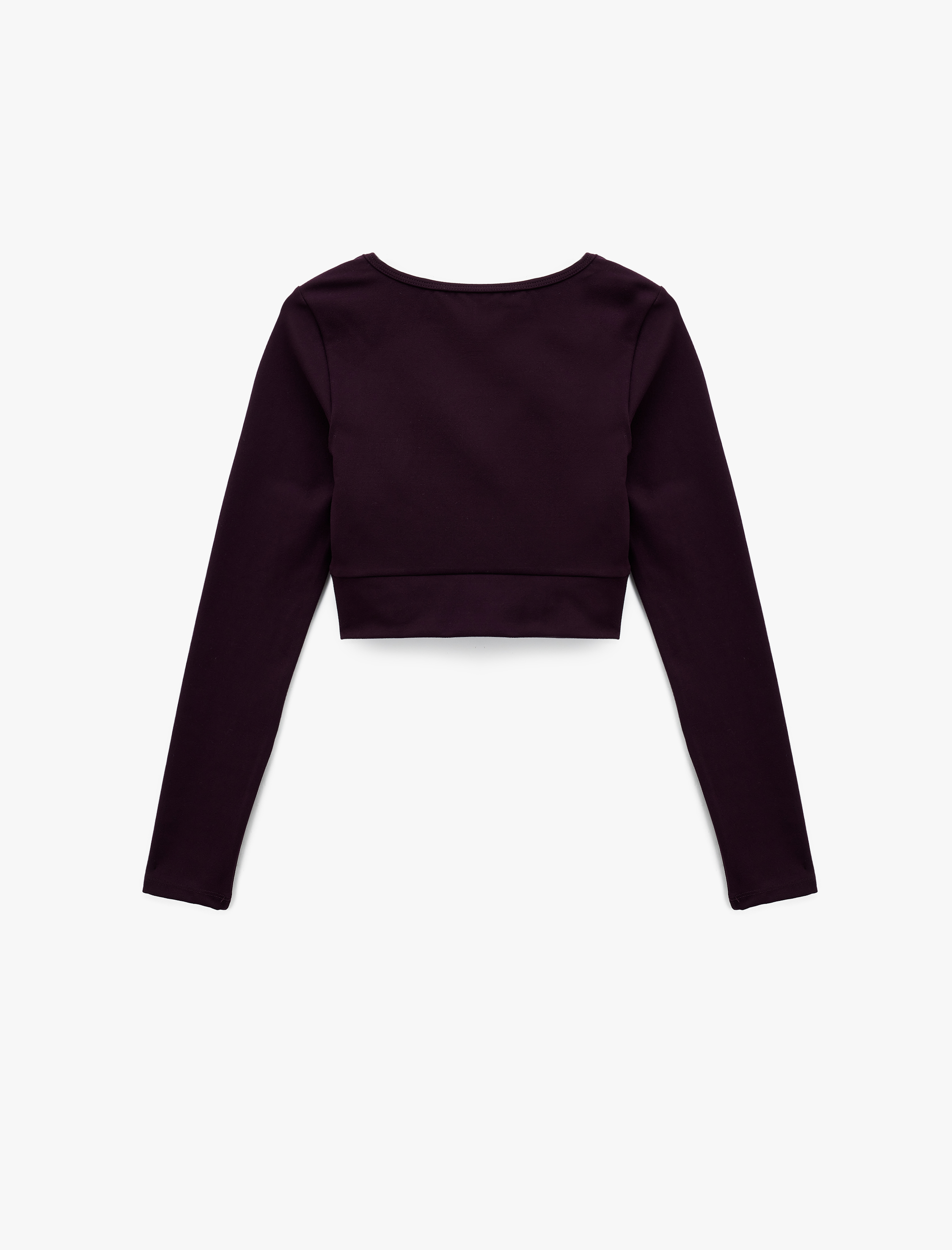   Slim Fit Uzun Kollu Bisiklet Yaka Crop Spor Tişört