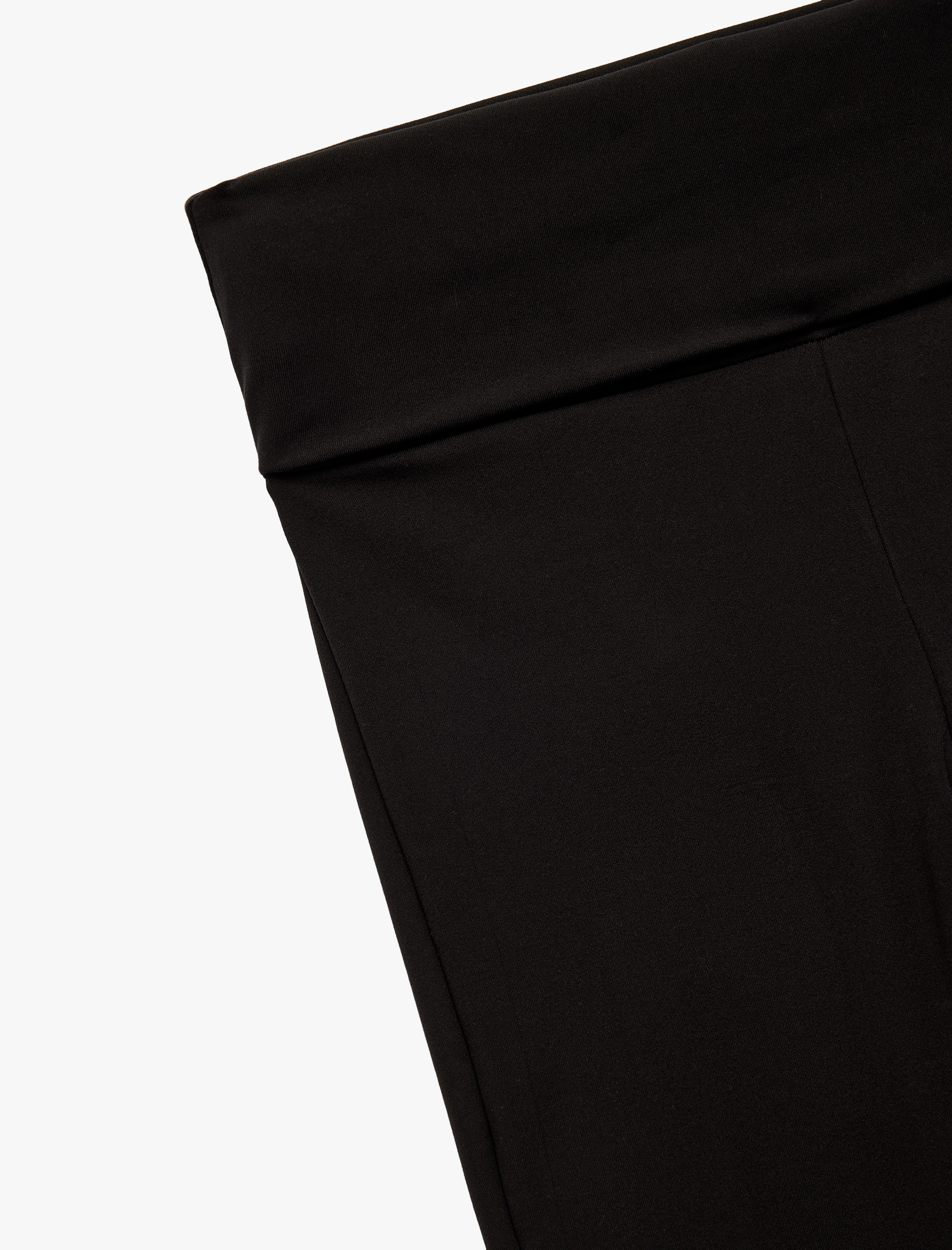   Katlı Slim Fit Yüksek Bel Uzun İspanyol Paça Spor Tayt