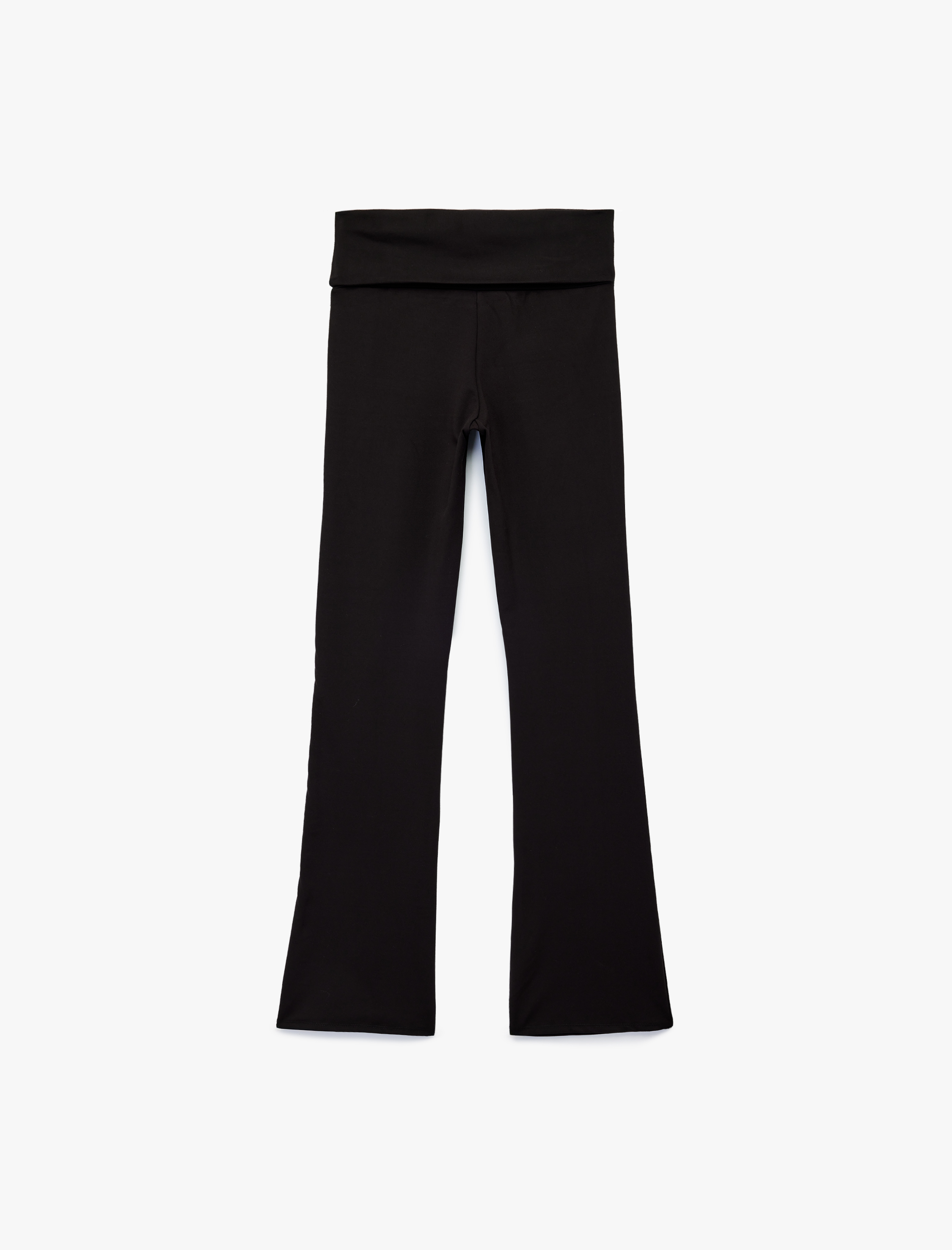   Katlı Slim Fit Yüksek Bel Uzun İspanyol Paça Spor Tayt