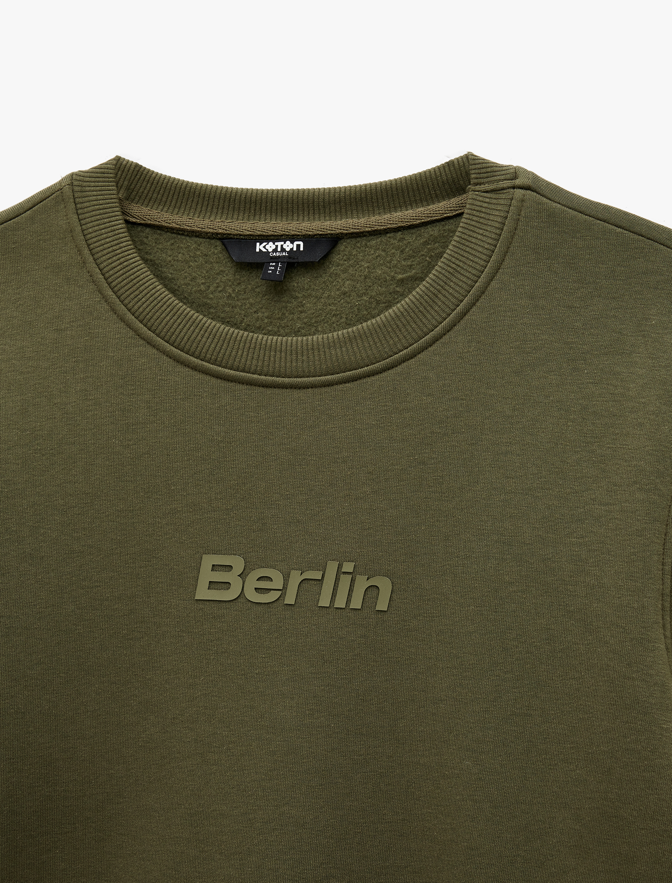   Uzun Kollu Bisiklet Yaka Şardonlu Baskılı Sweatshirt