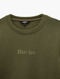 Uzun Kollu Bisiklet Yaka Şardonlu Baskılı Sweatshirt