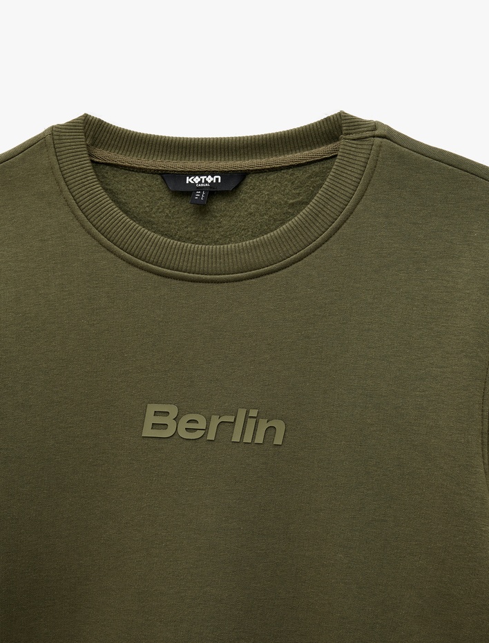  Uzun Kollu Bisiklet Yaka Şardonlu Baskılı Sweatshirt