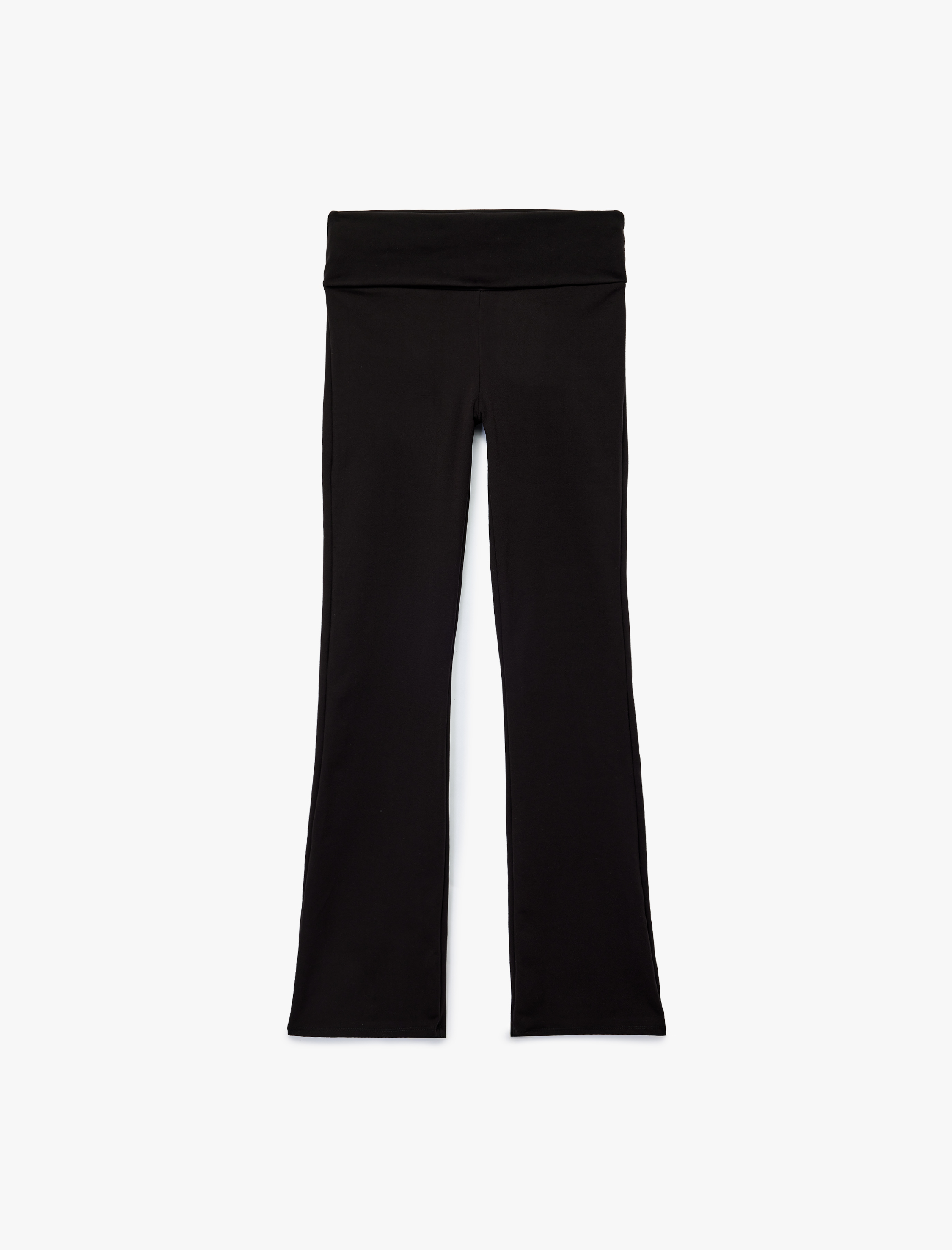   Katlı Slim Fit Yüksek Bel Uzun İspanyol Paça Spor Tayt