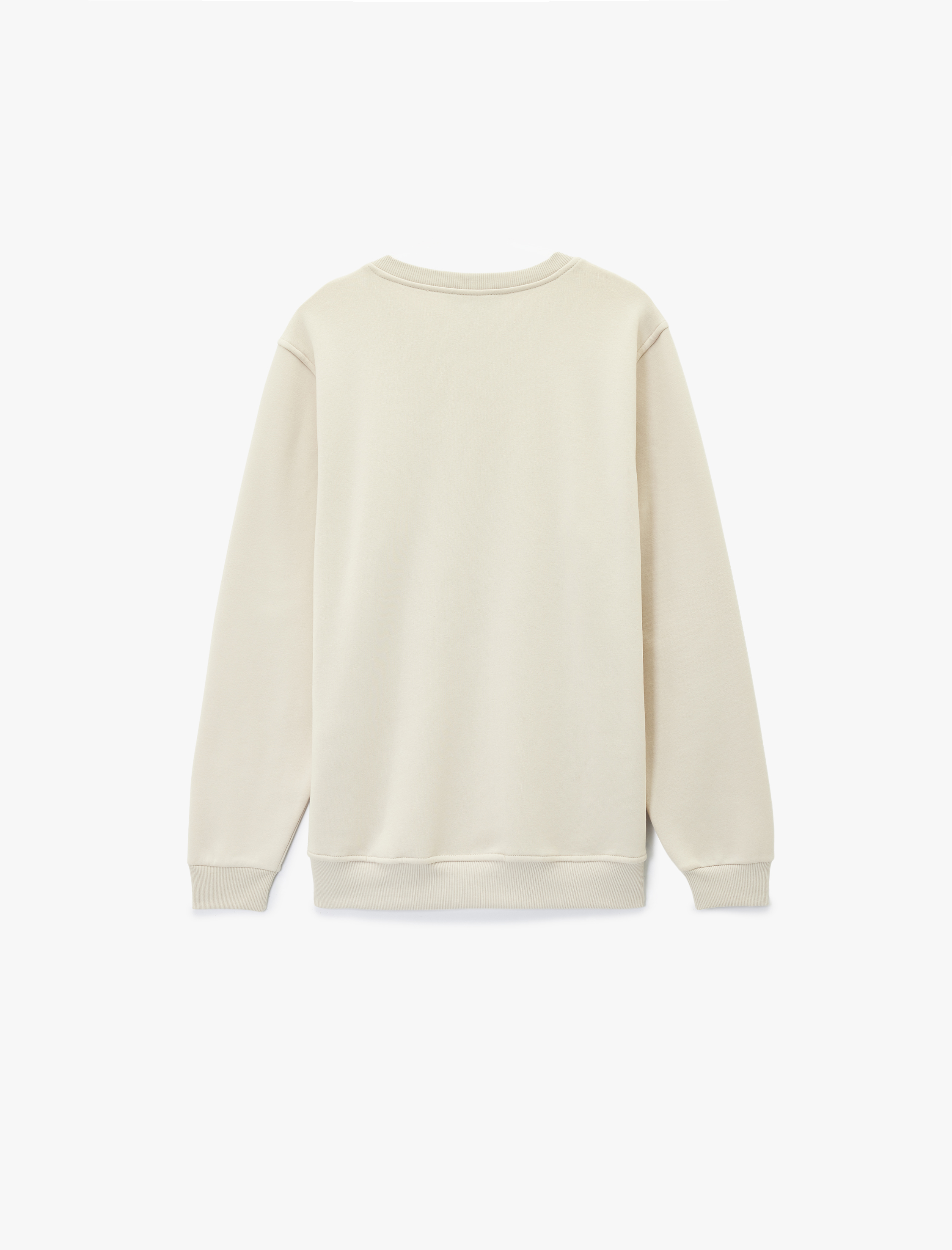   Uzun Kollu Bisiklet Yaka Şardonlu Baskılı Sweatshirt