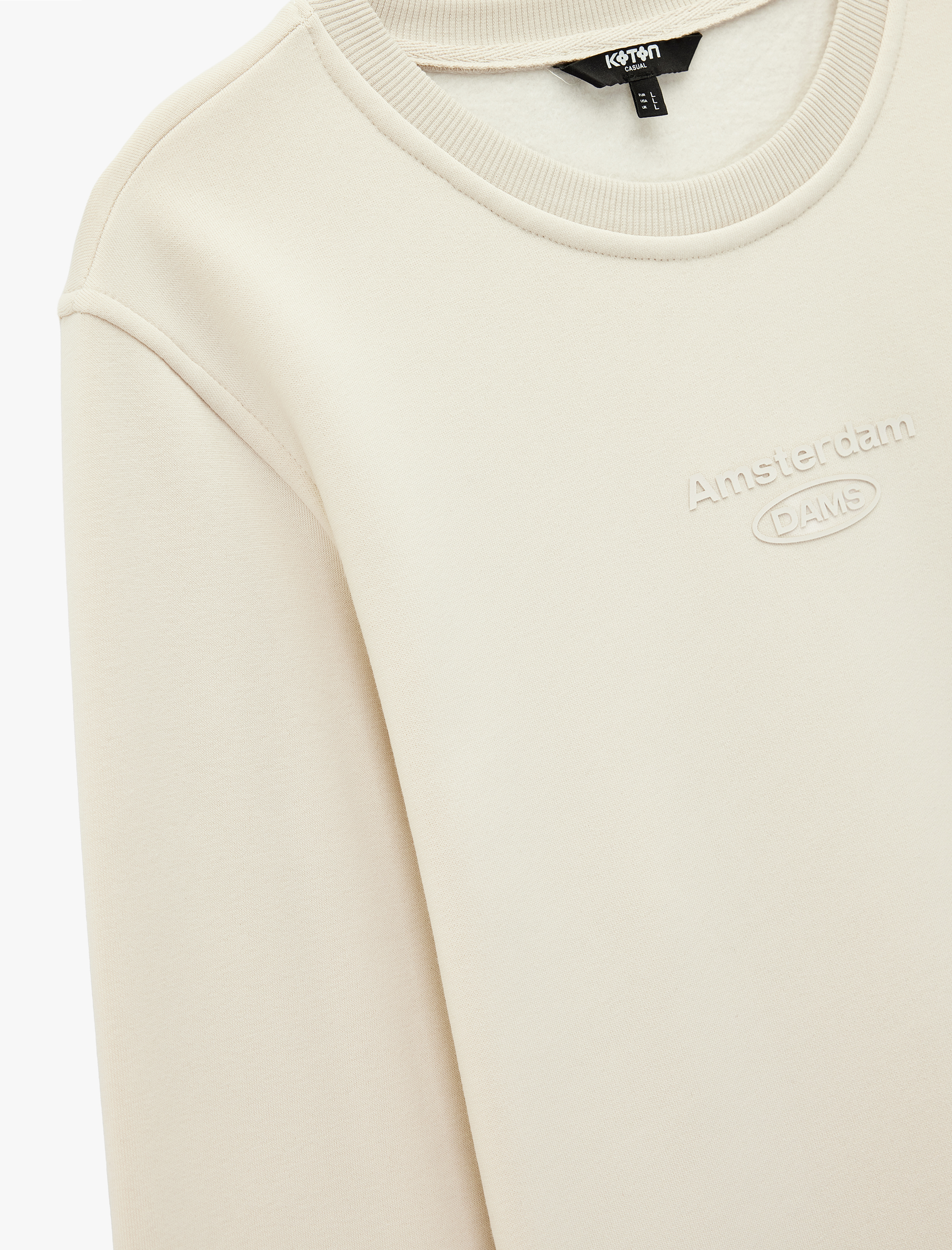   Uzun Kollu Bisiklet Yaka Şardonlu Baskılı Sweatshirt