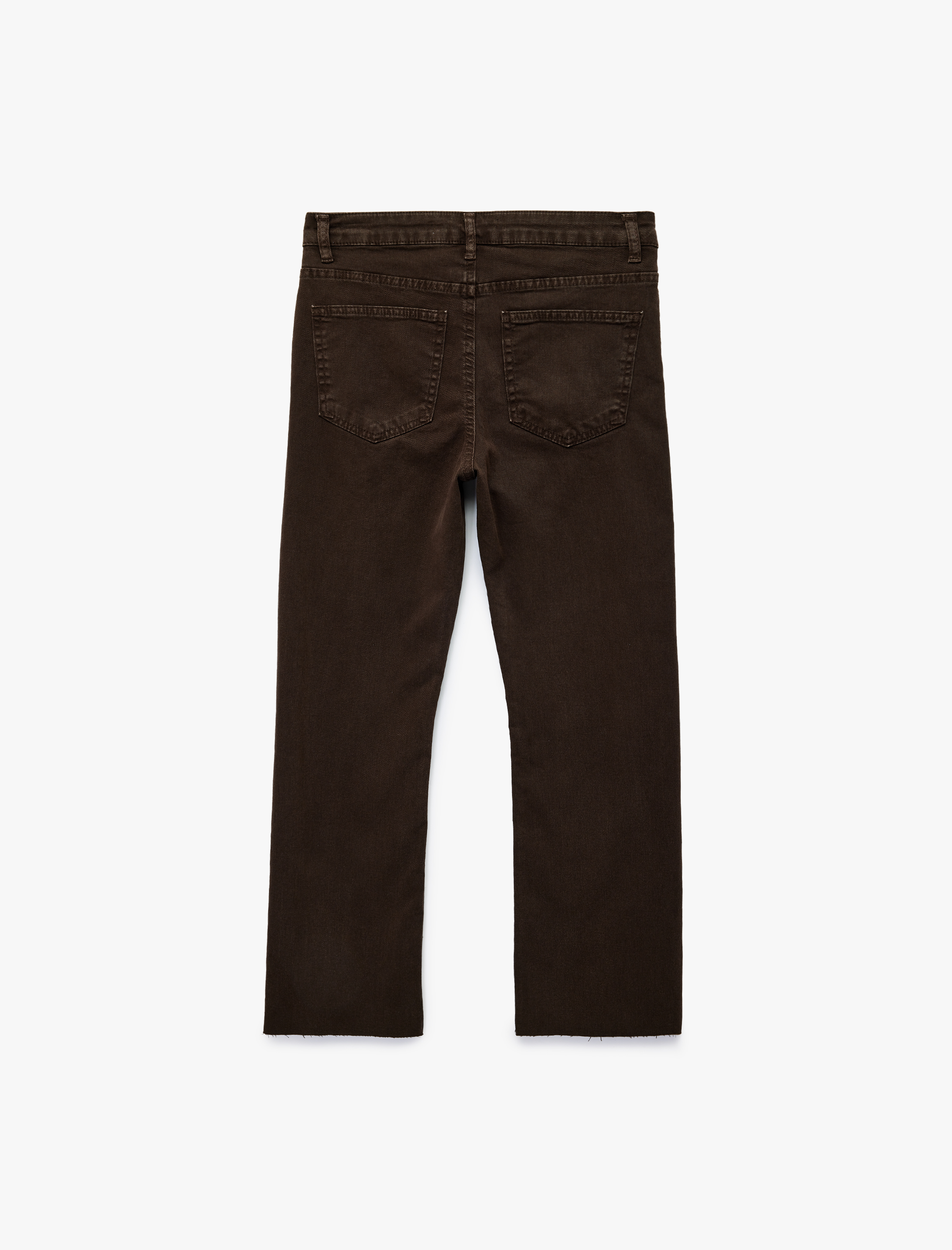   Pamuklu Dar Kalıp Düğmeli Cepli İspanyol Paça Crop Jean Pantolon -  Kick Flare Jeans