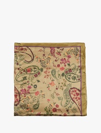 Çiçek Desenli Saten Kare Şal