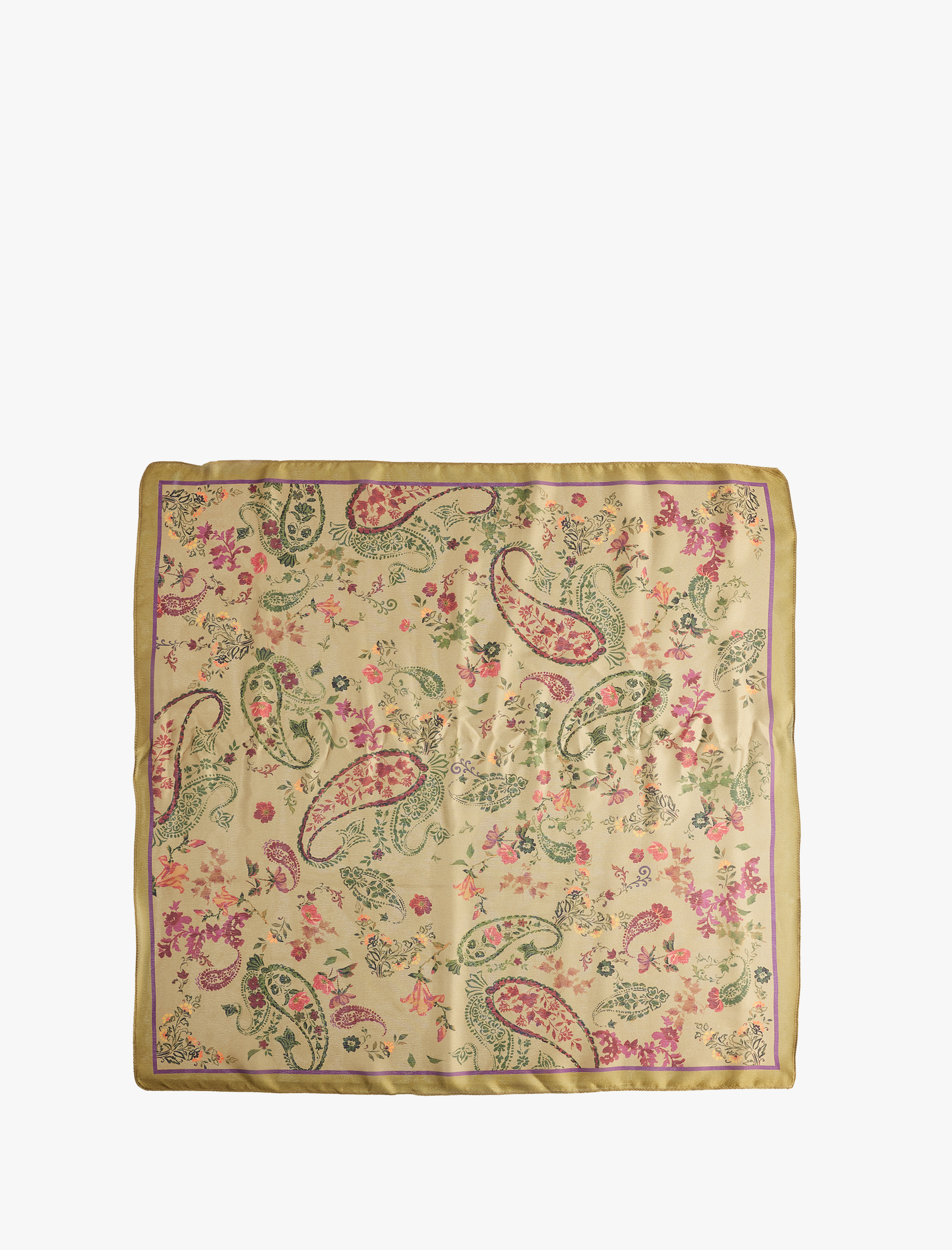  Kadın Çiçek Desenli Saten Kare Şal