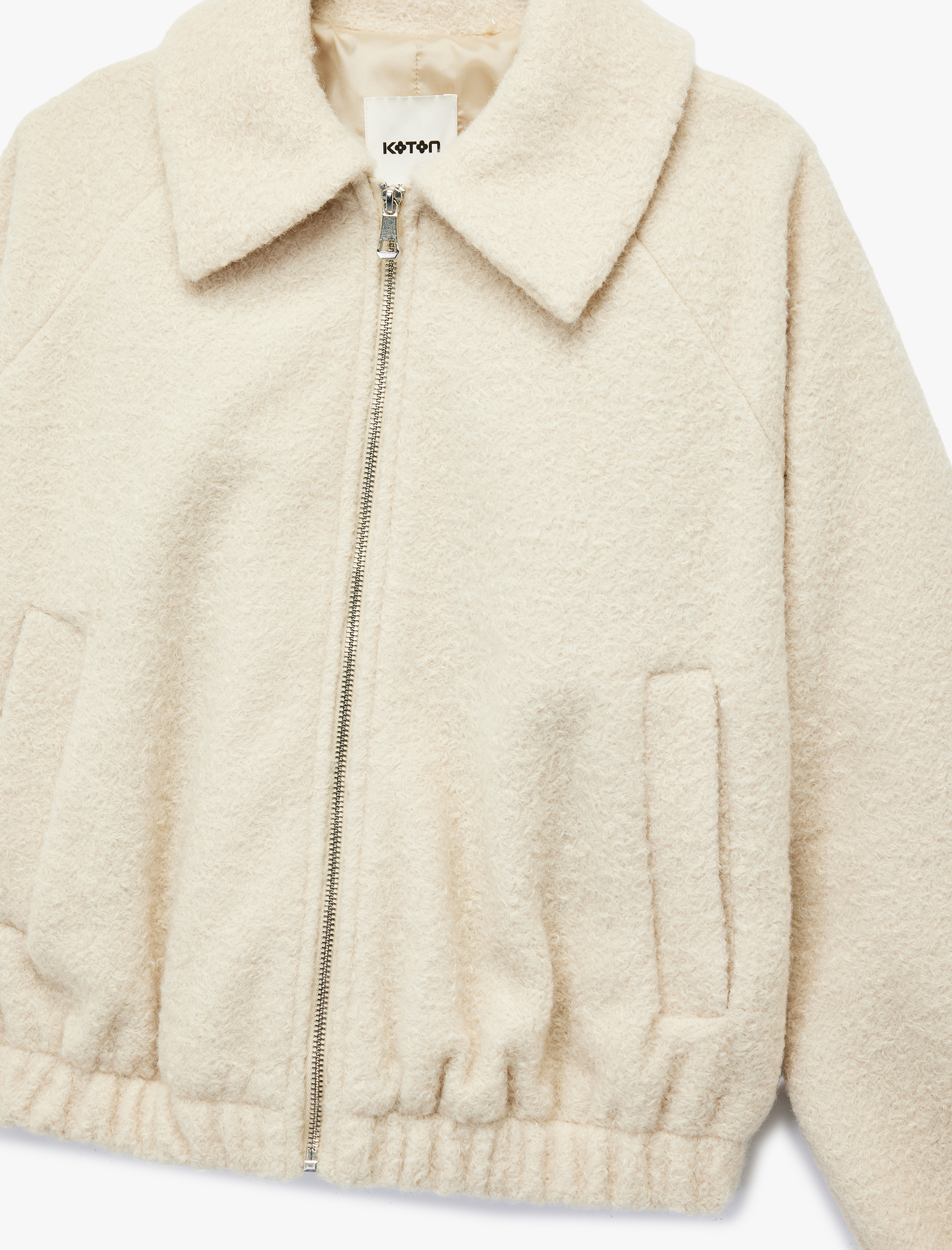   Bomber Ceket Crop Uzun Kollu Cepli Fermuarlı