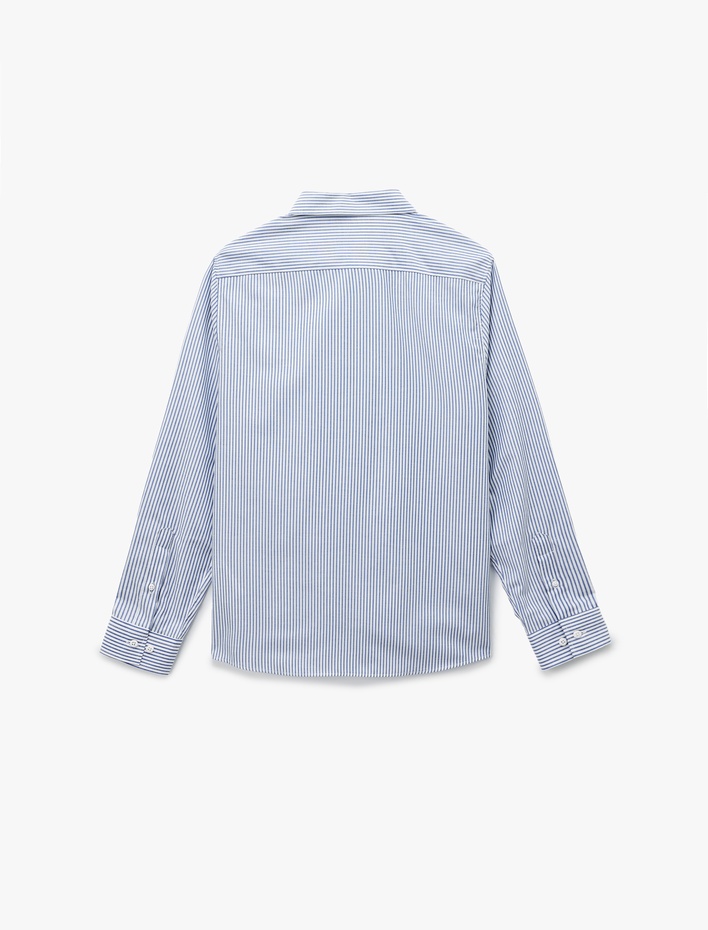  Regular Fit Klasik Yaka Pamuk Karışımlı Uzun Kollu Gömlek