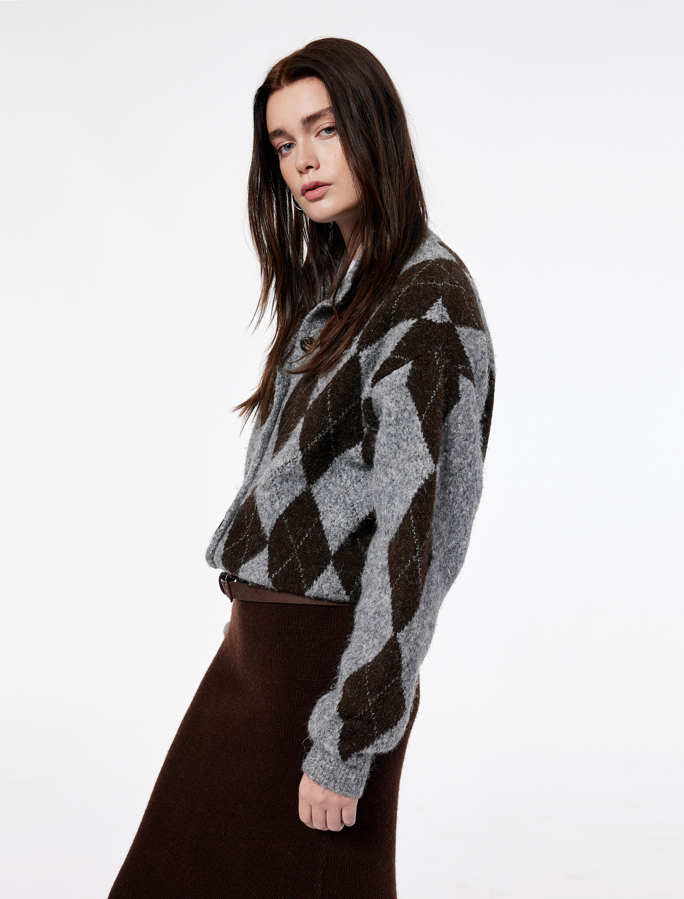   Koton X Şahika Ercümen - Uzun Kollu Düğmeli Triko Baklava Desenli Hırka