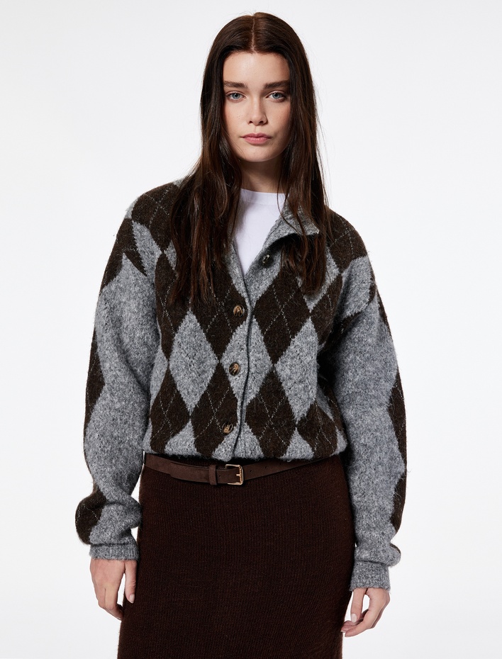  Koton X Şahika Ercümen - Uzun Kollu Düğmeli Triko Baklava Desenli Hırka