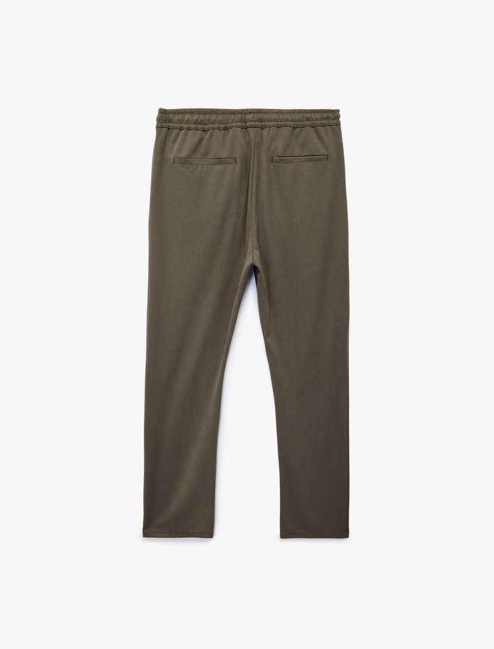  Viskon Karışımlı Cep Detaylı Rahat Kesim Beli Bağcıklı Pantolon