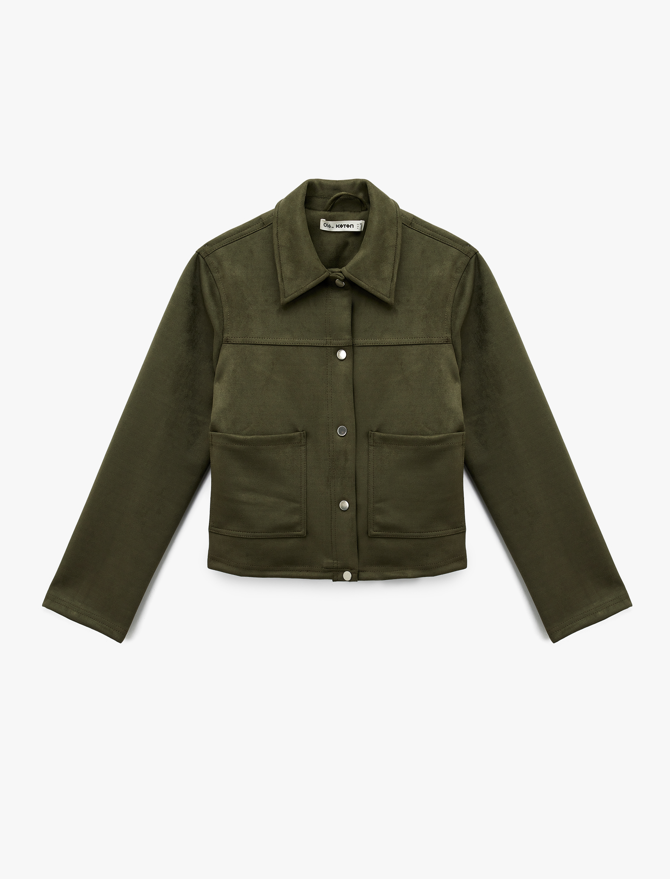   Çıtçıt Düğmeli Cep Detaylı Klasik Yaka Uzun Kollu Suni Süet Gömlek