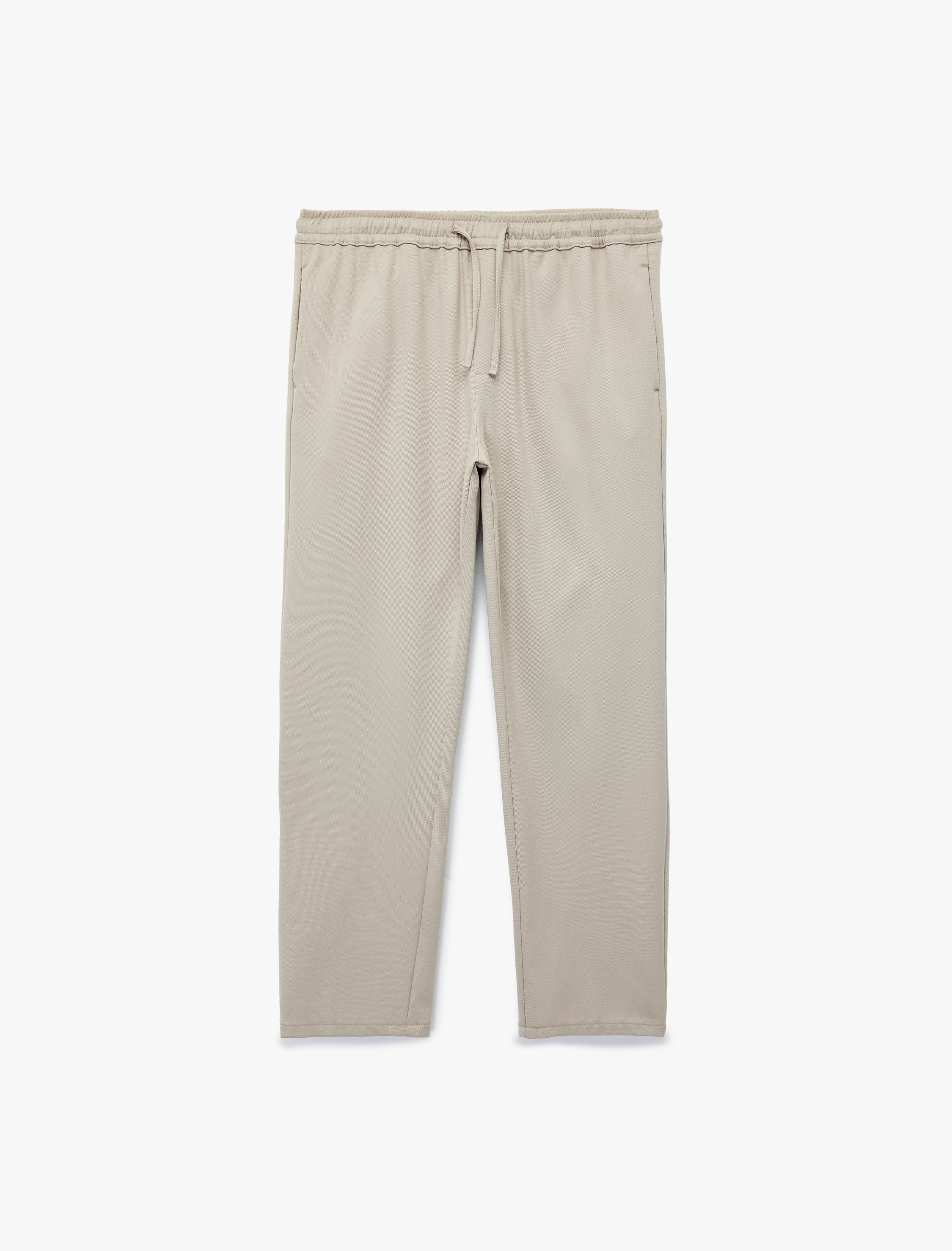   Viskon Karışımlı Cep Detaylı Rahat Kesim Beli Bağcıklı Pantolon