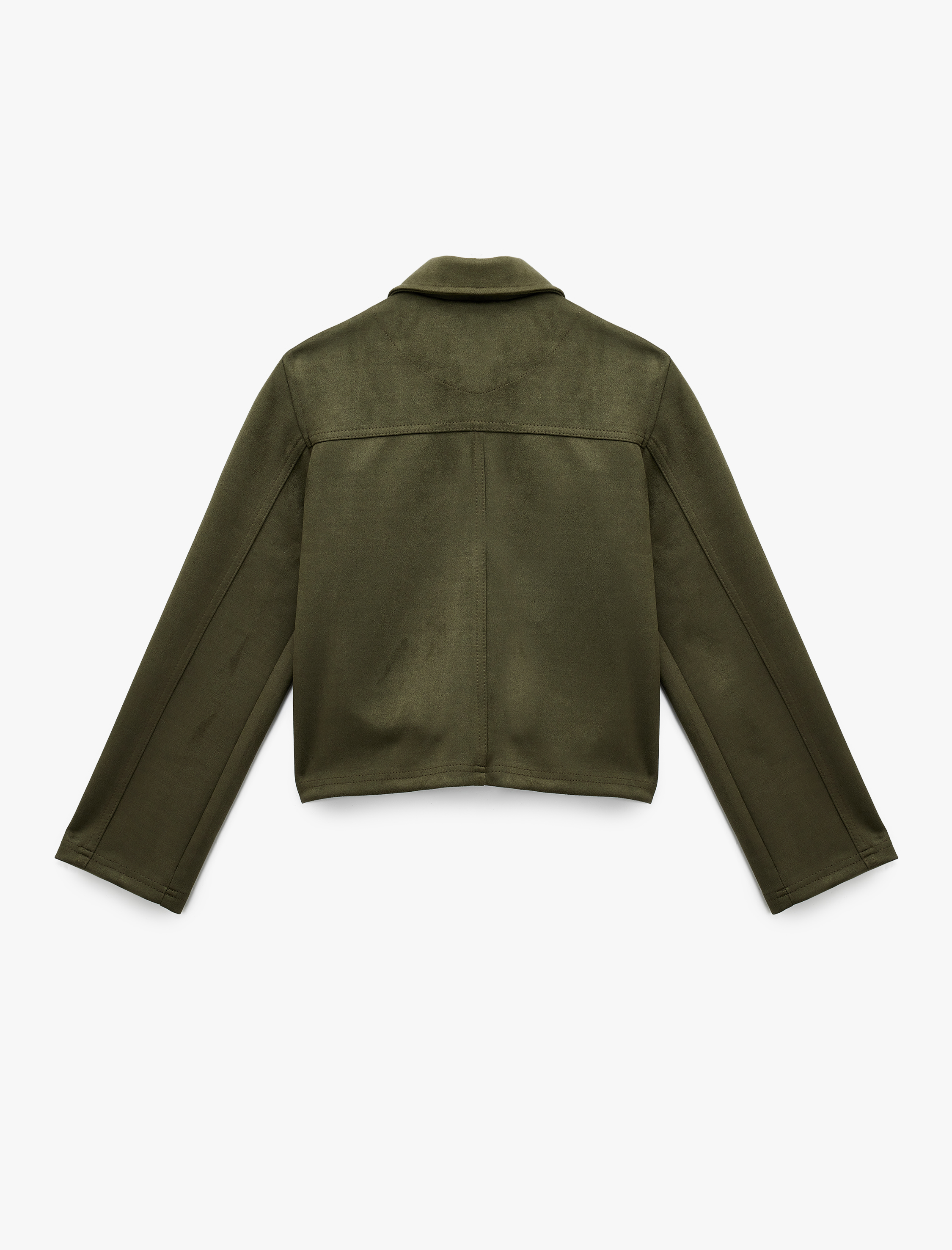   Çıtçıt Düğmeli Cep Detaylı Klasik Yaka Uzun Kollu Suni Süet Gömlek