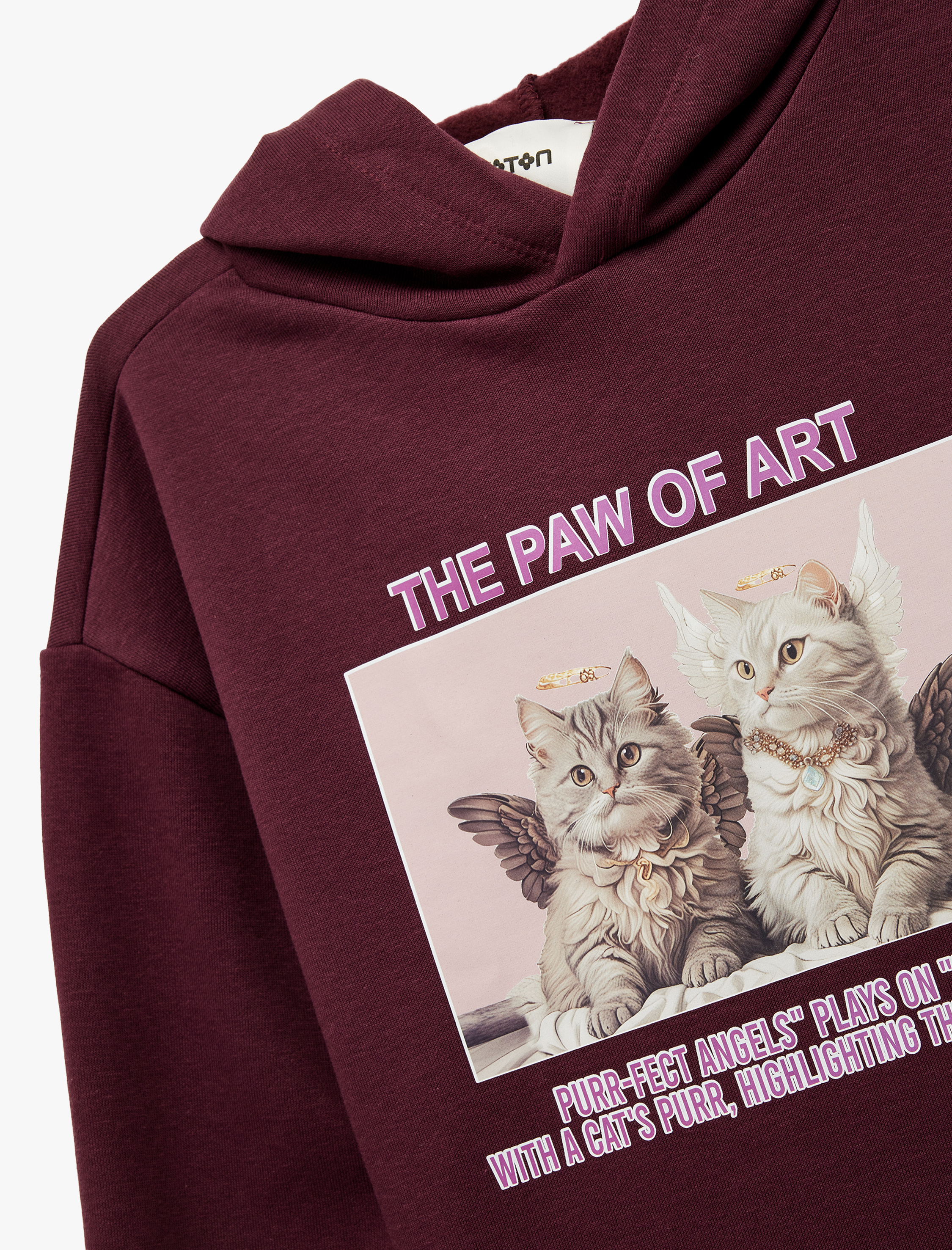  Kız Çocuk Uzun Kollu Kapşonlu Oversize Baskılı Sweatshirt