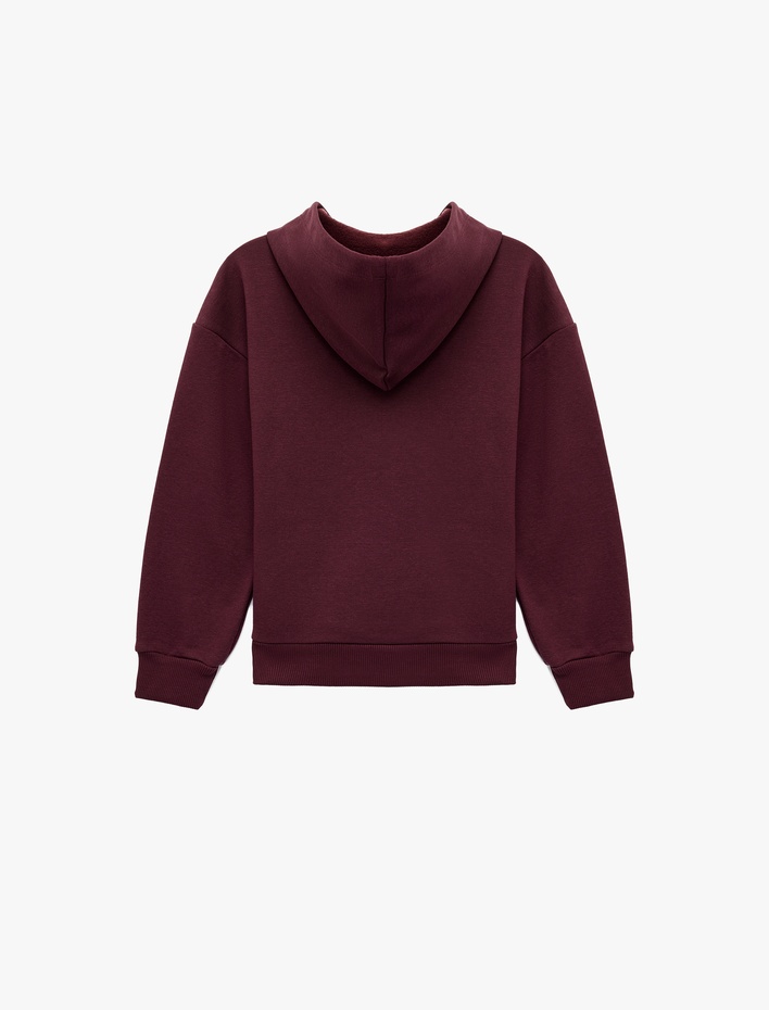 Kız Çocuk Uzun Kollu Kapşonlu Oversize Baskılı Sweatshirt