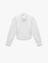 Dikiş Detaylı Düğmeli Klasik Yaka Uzun Kollu Gömlek