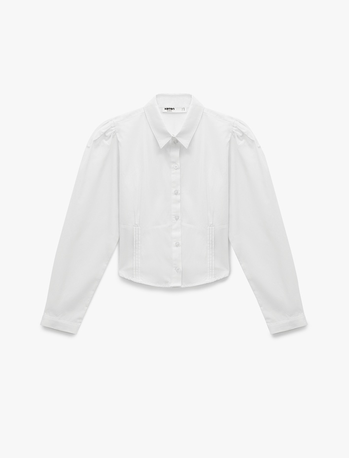  Dikiş Detaylı Düğmeli Klasik Yaka Uzun Kollu Gömlek