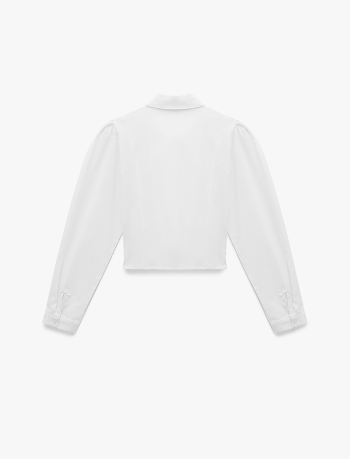  Dikiş Detaylı Düğmeli Klasik Yaka Uzun Kollu Gömlek