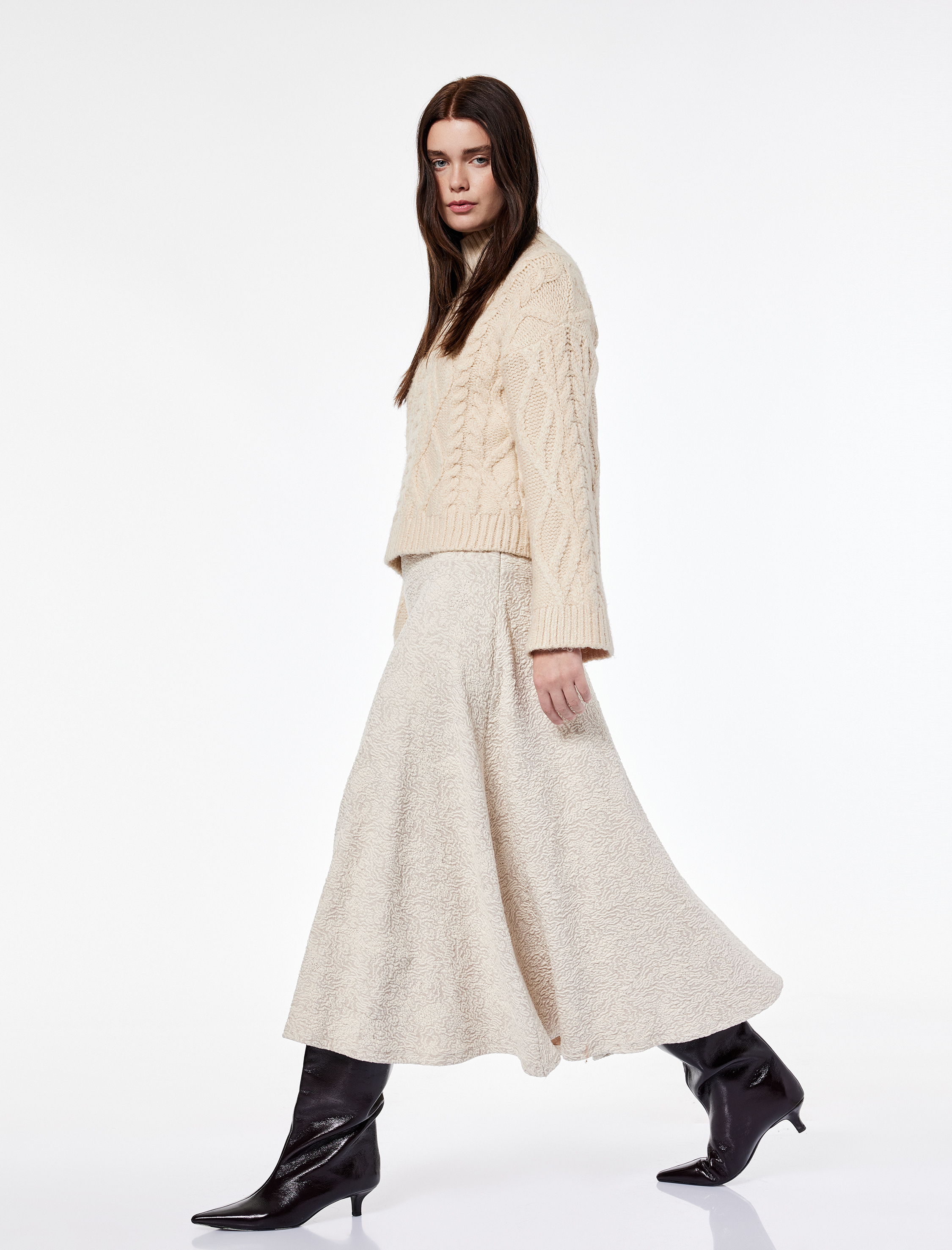   Koton X Şahika Ercümen - Dokulu Asimetrik Kesim Midi Etek