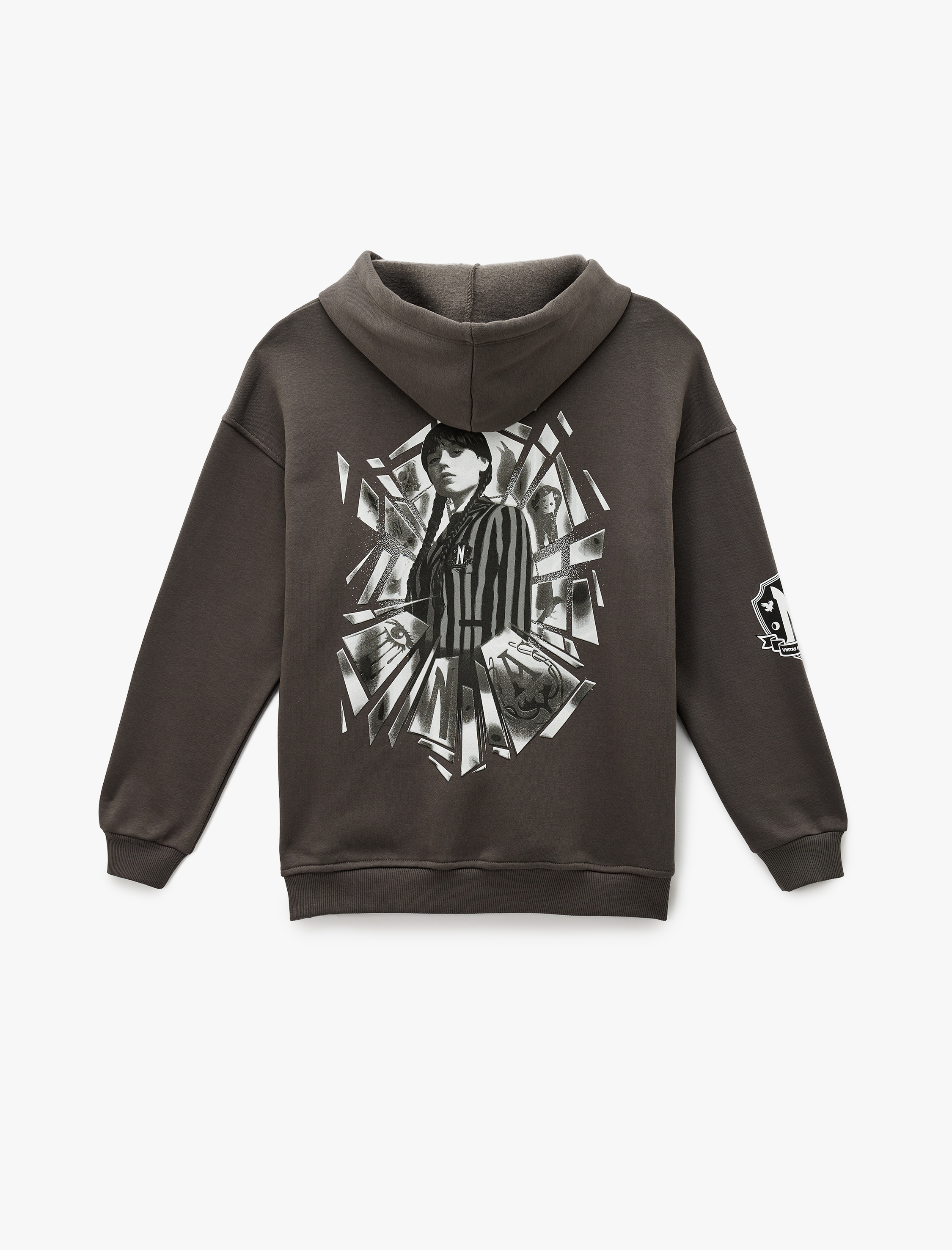   Wednesday Lisanslı Kapüşonlu Arkası Baskılı Oversize Sweatshirt