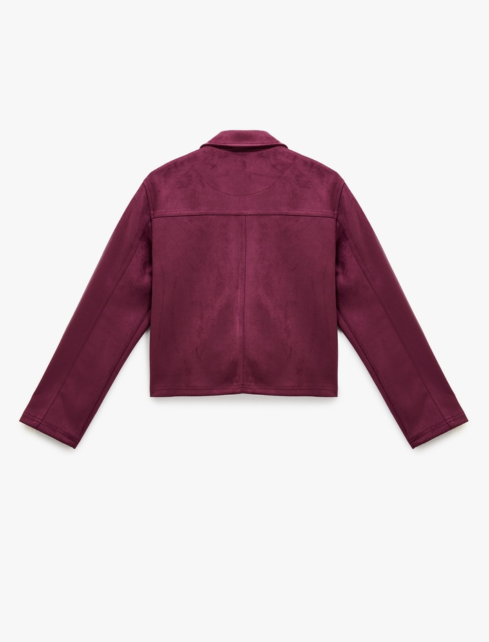  Çıtçıt Düğmeli Cep Detaylı Klasik Yaka Uzun Kollu Suni Süet Gömlek