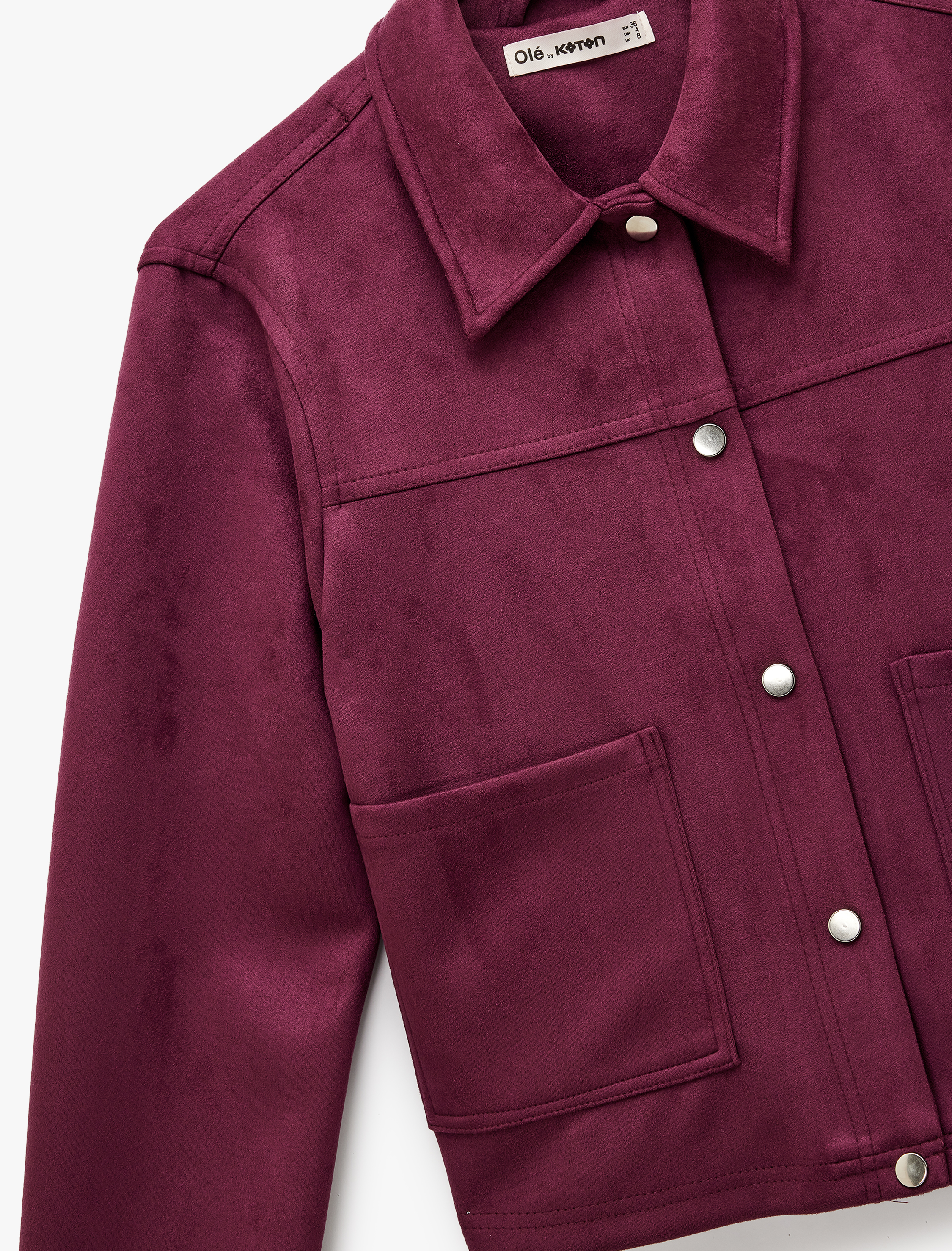   Çıtçıt Düğmeli Cep Detaylı Klasik Yaka Uzun Kollu Suni Süet Gömlek